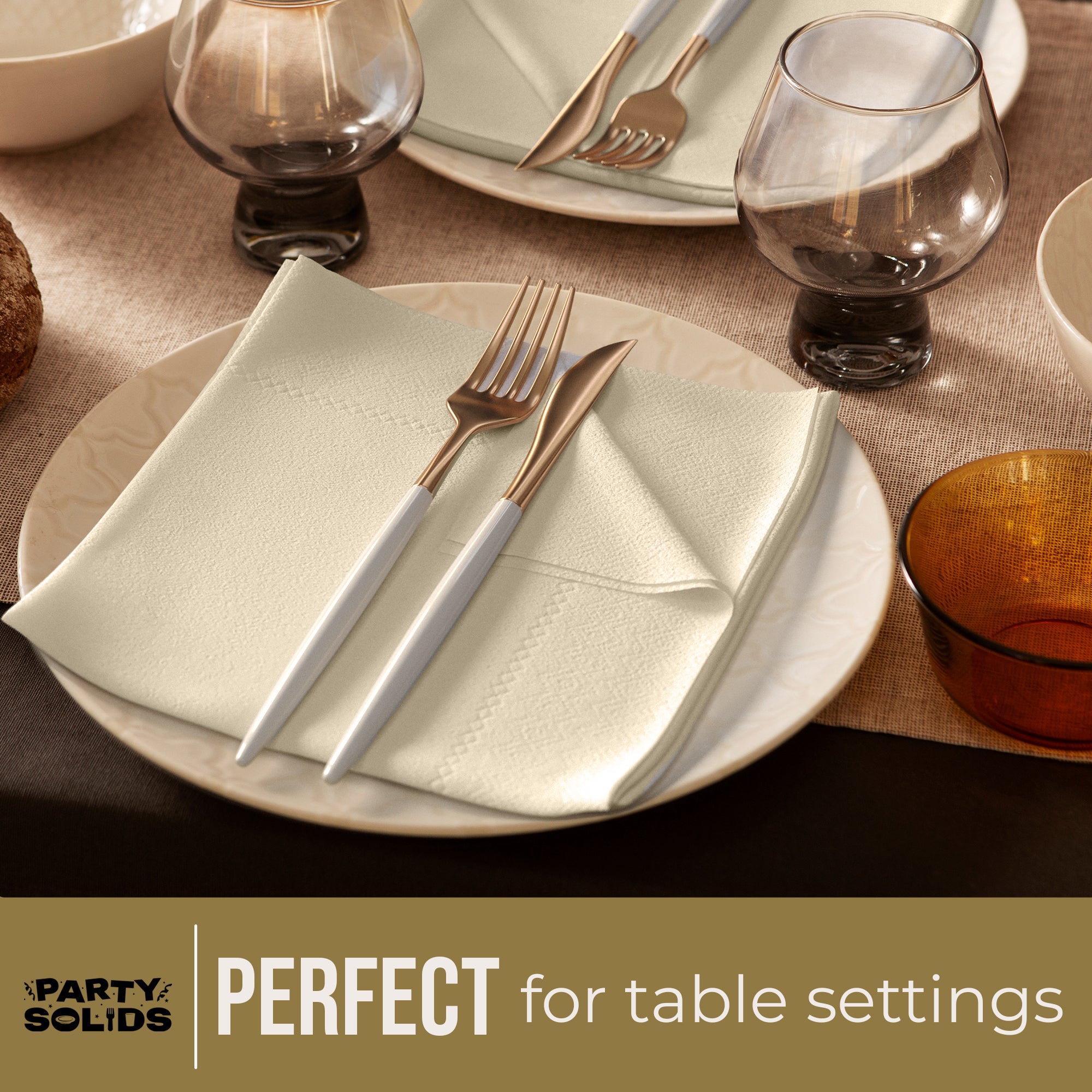 Ivory Dinner Napkins | 8 in. x 8 in. | 50 Ct.