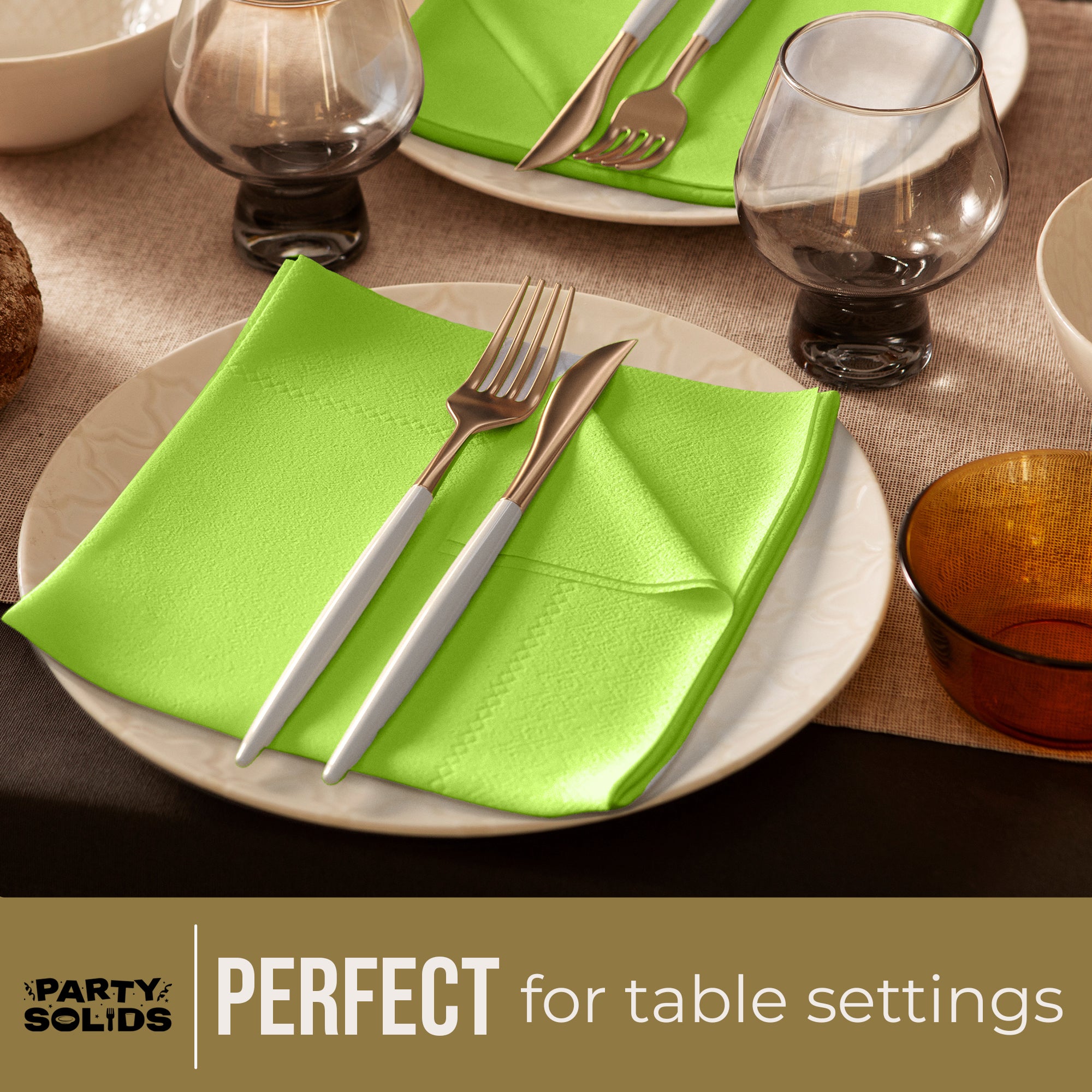 Lime Green Dinner Napkins | 8 in. x 8 in. | 50 Ct.