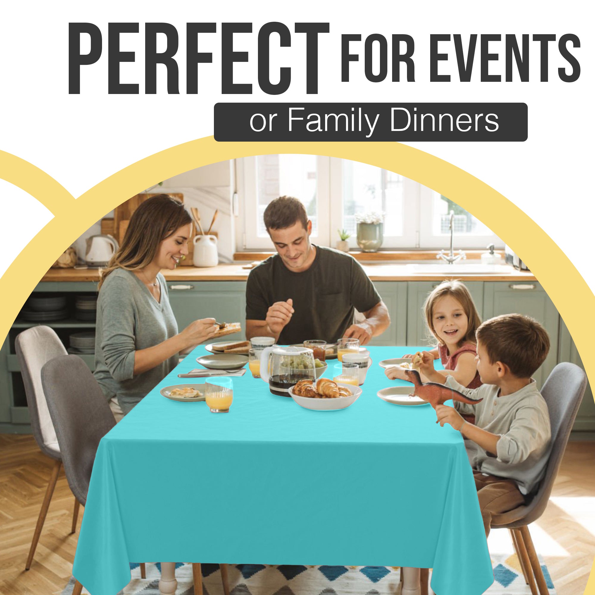 Premium Aqua Blue Plastic Table Covers | 6 Pack | 54 in. x 108 in.