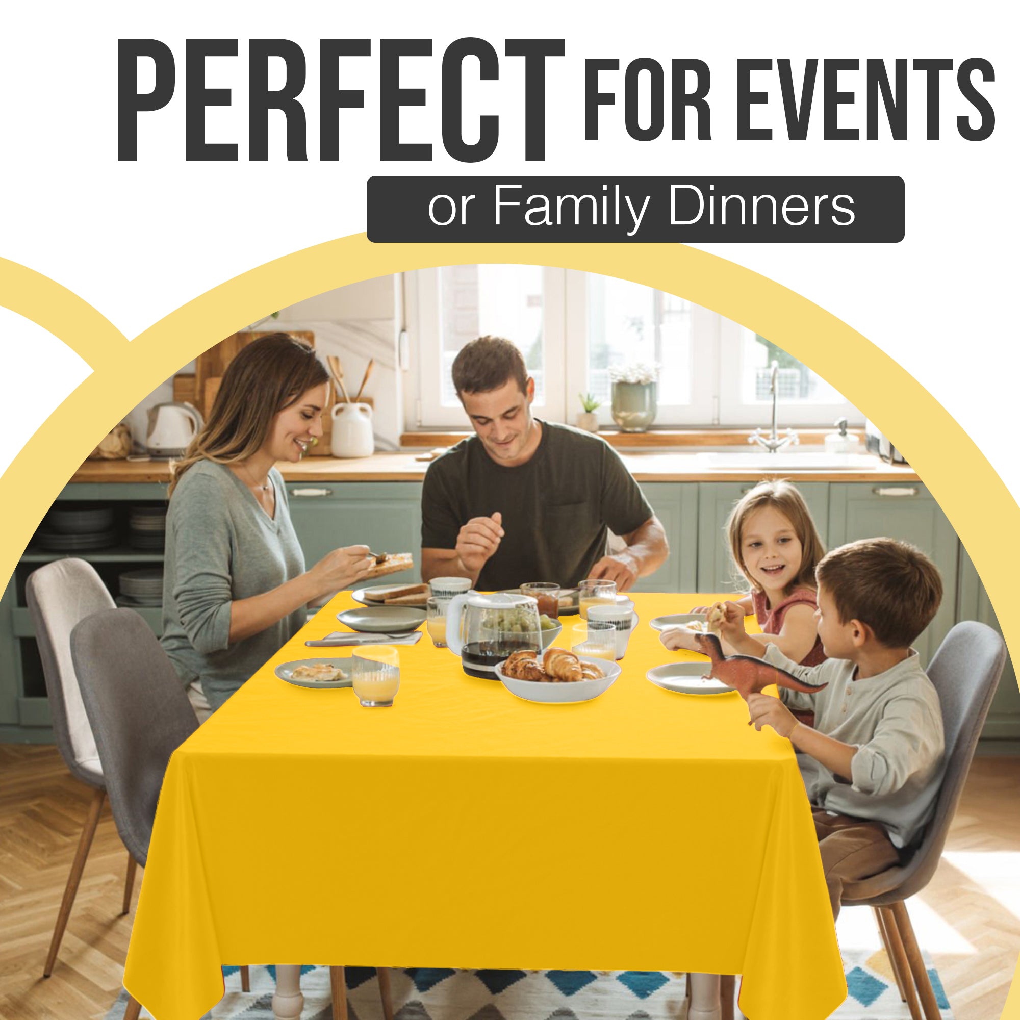 Premium Yellow Plastic Table Covers | 6 Pack | 54 in. x 108 in.