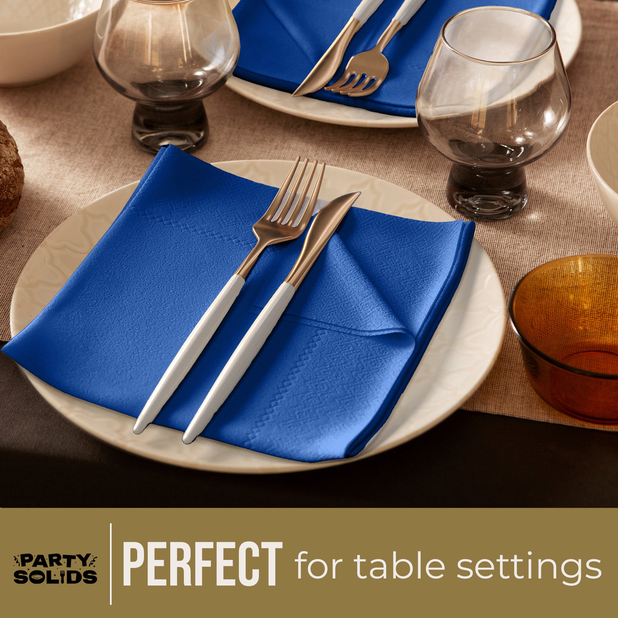 Dark Blue Dinner Napkins | 8 in. x 8 in. | 50 Ct.