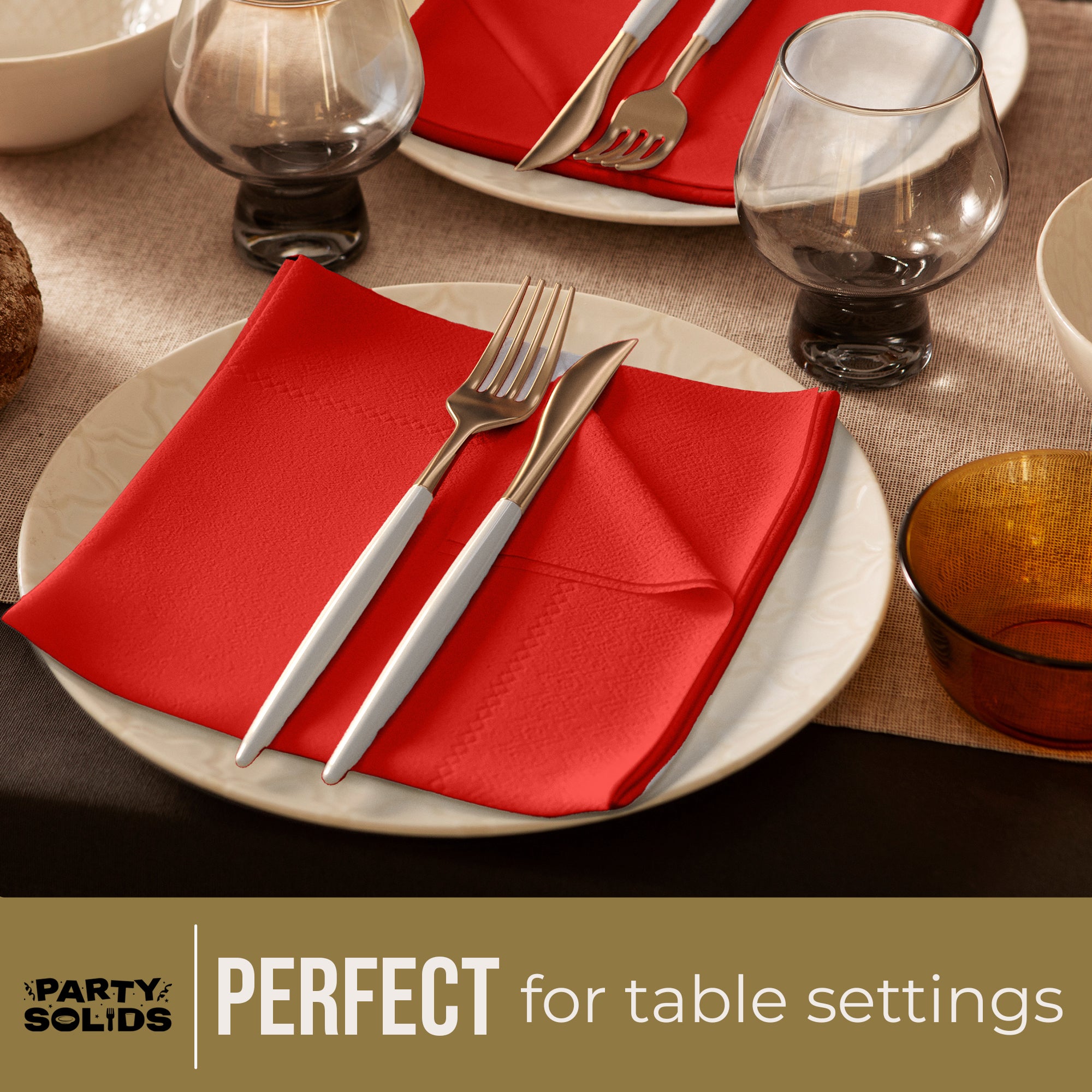 Red Dinner Napkins | 8 in. x 8 in. | 50 Ct.