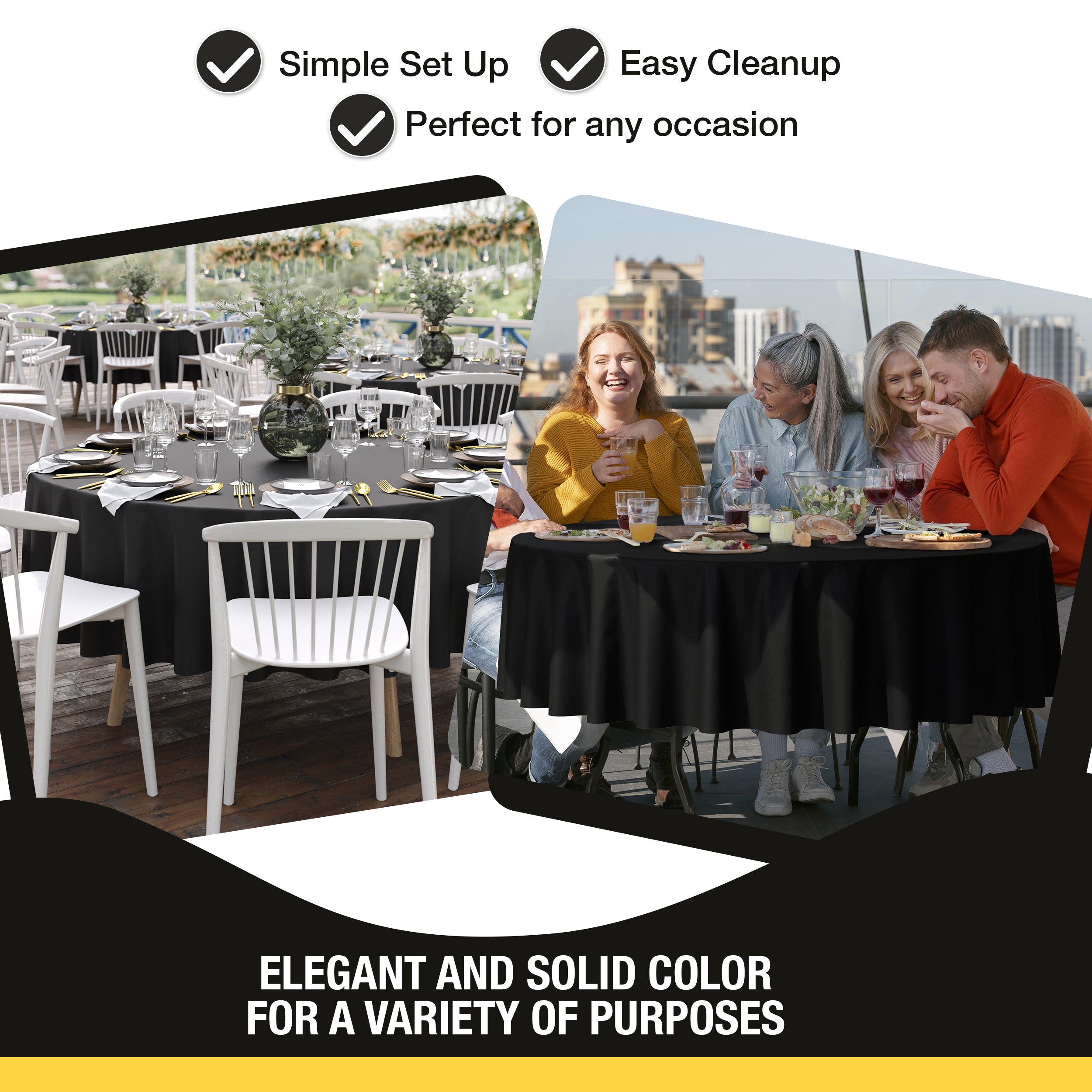 Premium 90" Round Black Table Cover