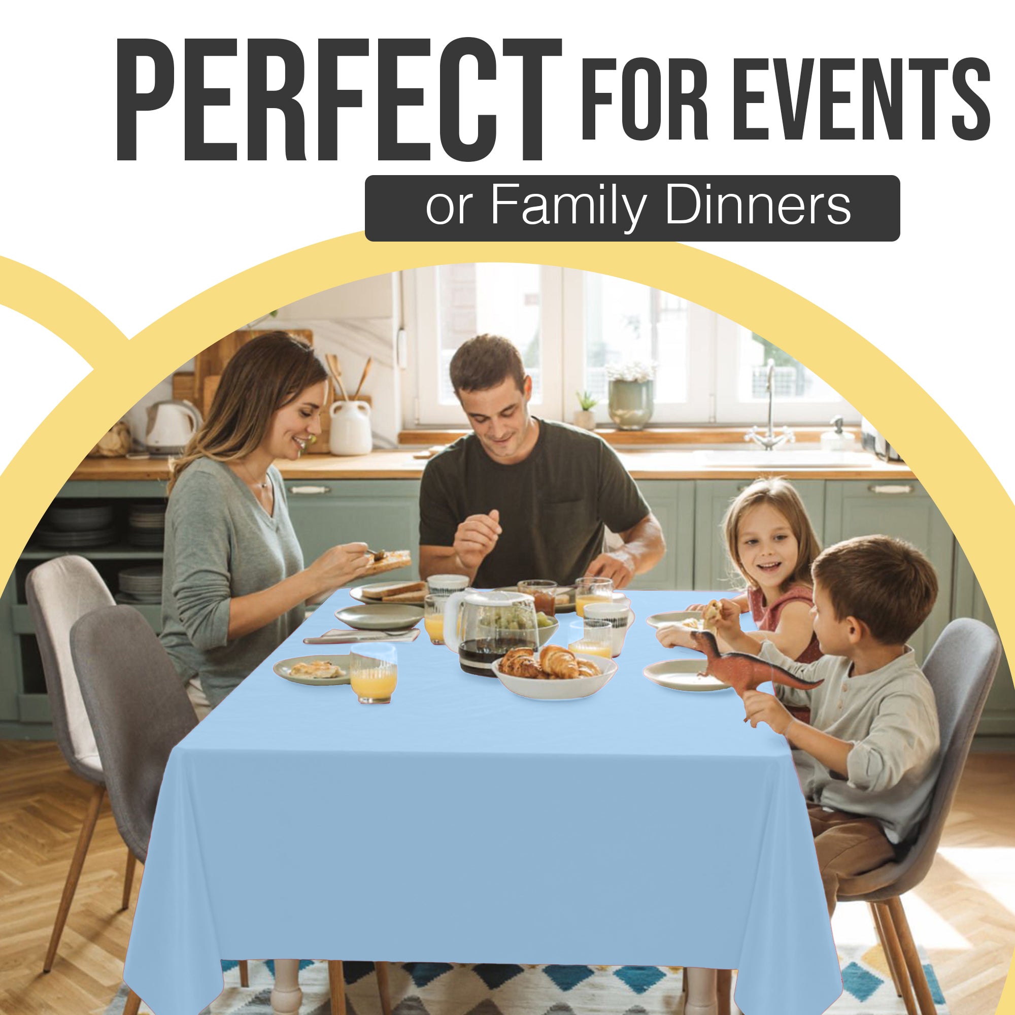 Premium Light Blue Plastic Table Covers | 6 Pack | 54 in. x 108 in.