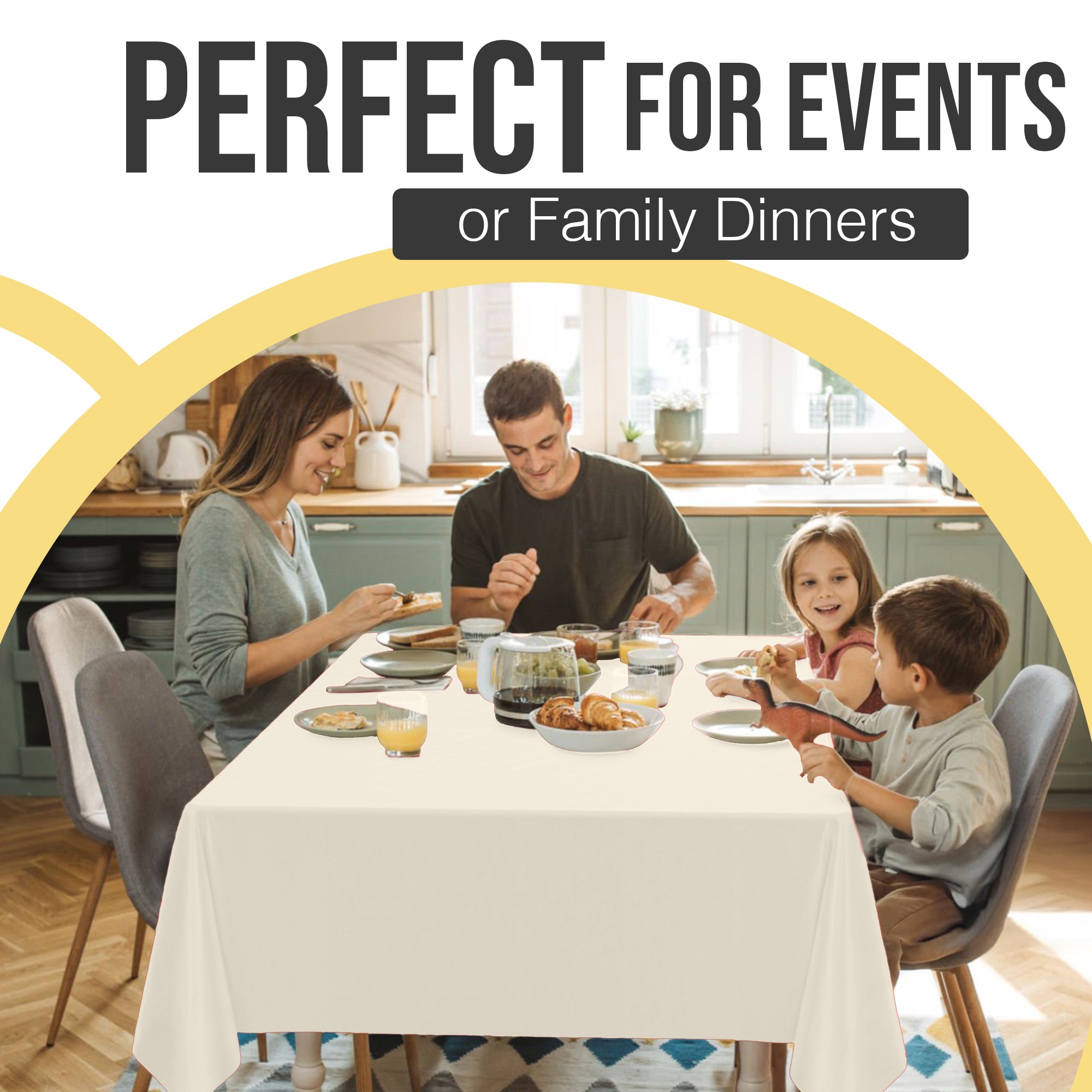 Premium Ivory Plastic Table Covers | 6 Pack | 54 in. x 108 in.