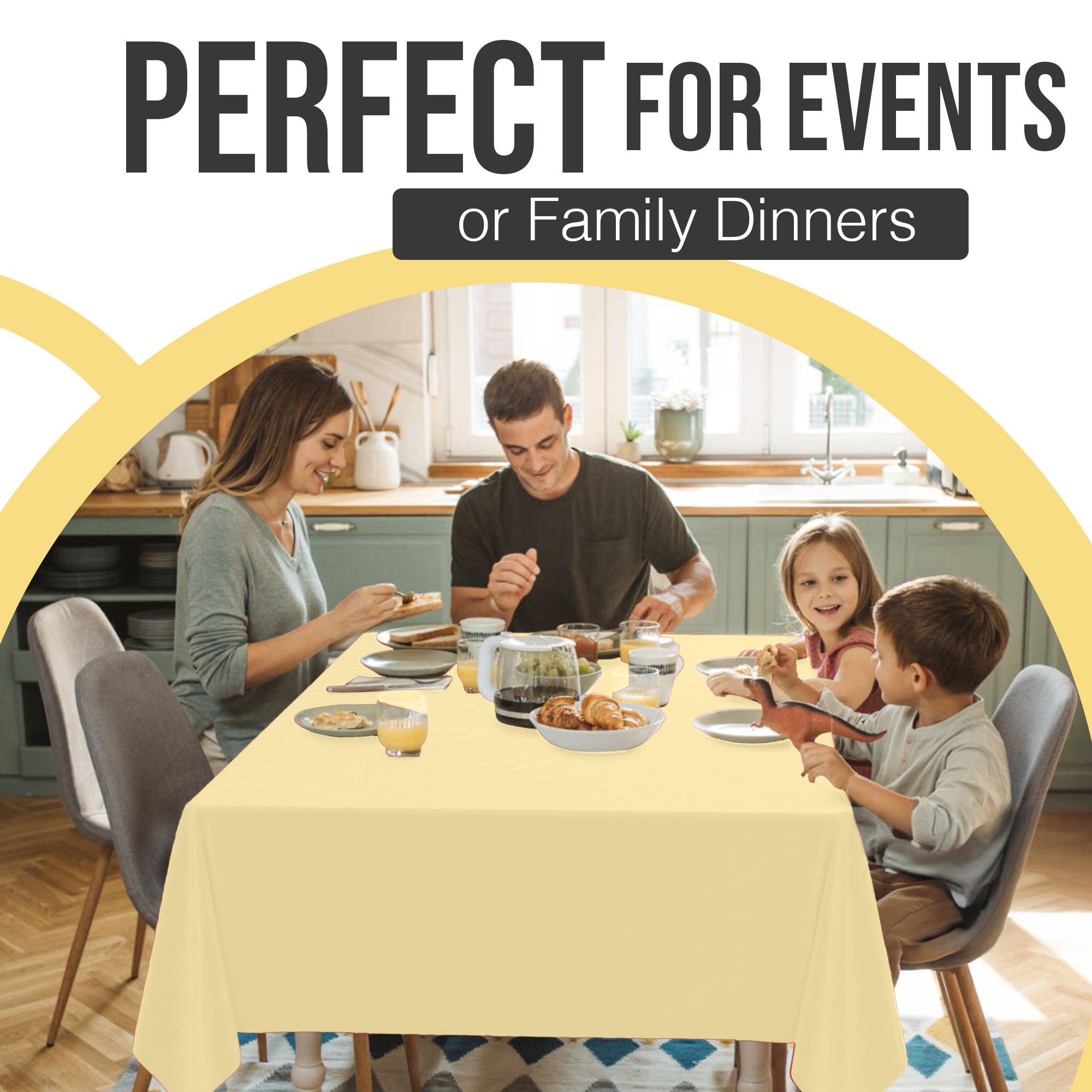Premium Light Yellow Plastic Table Covers | 6 Pack | 54 in. x 108 in.