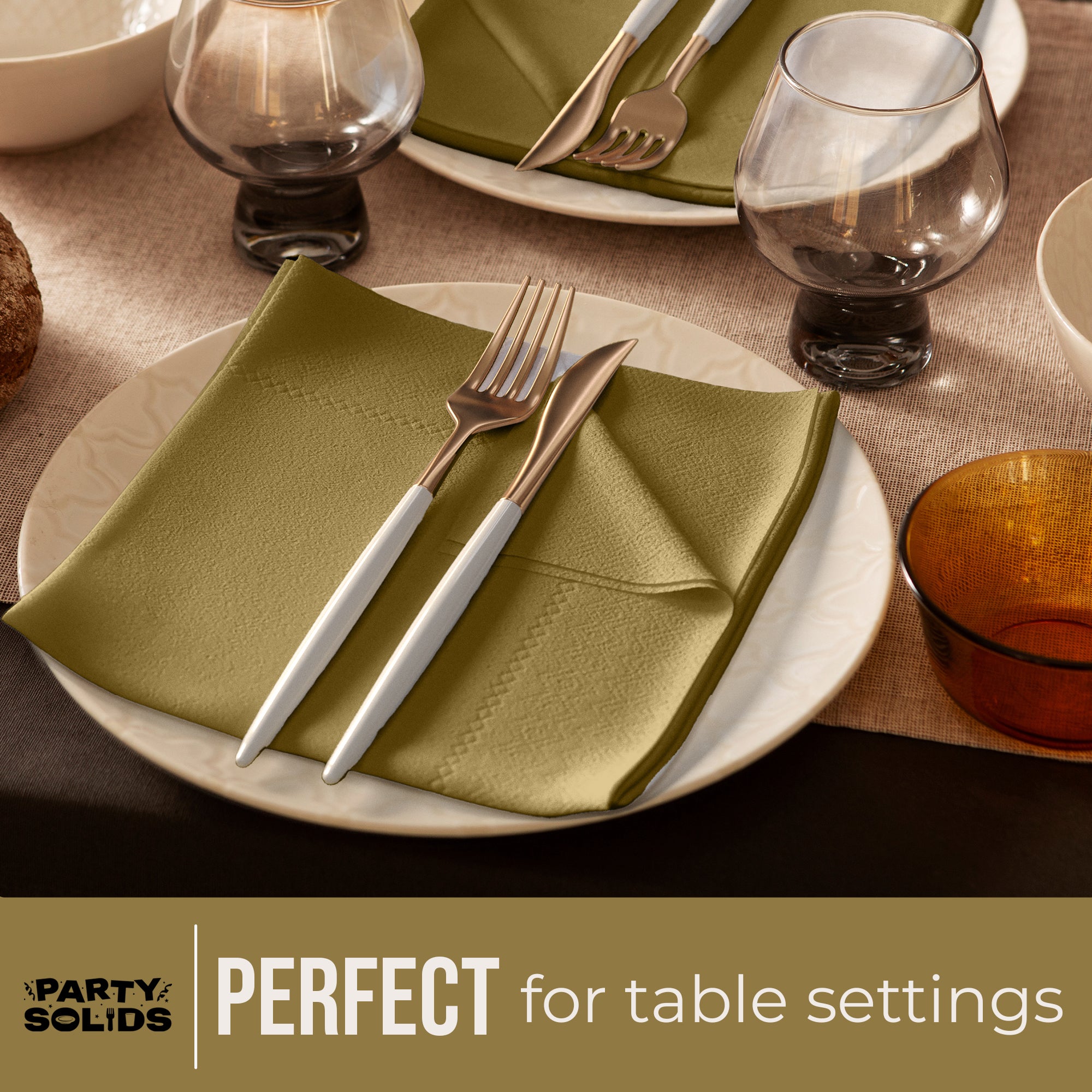 Gold Dinner Napkins | 8 in. x 8 in. | 50 Ct.