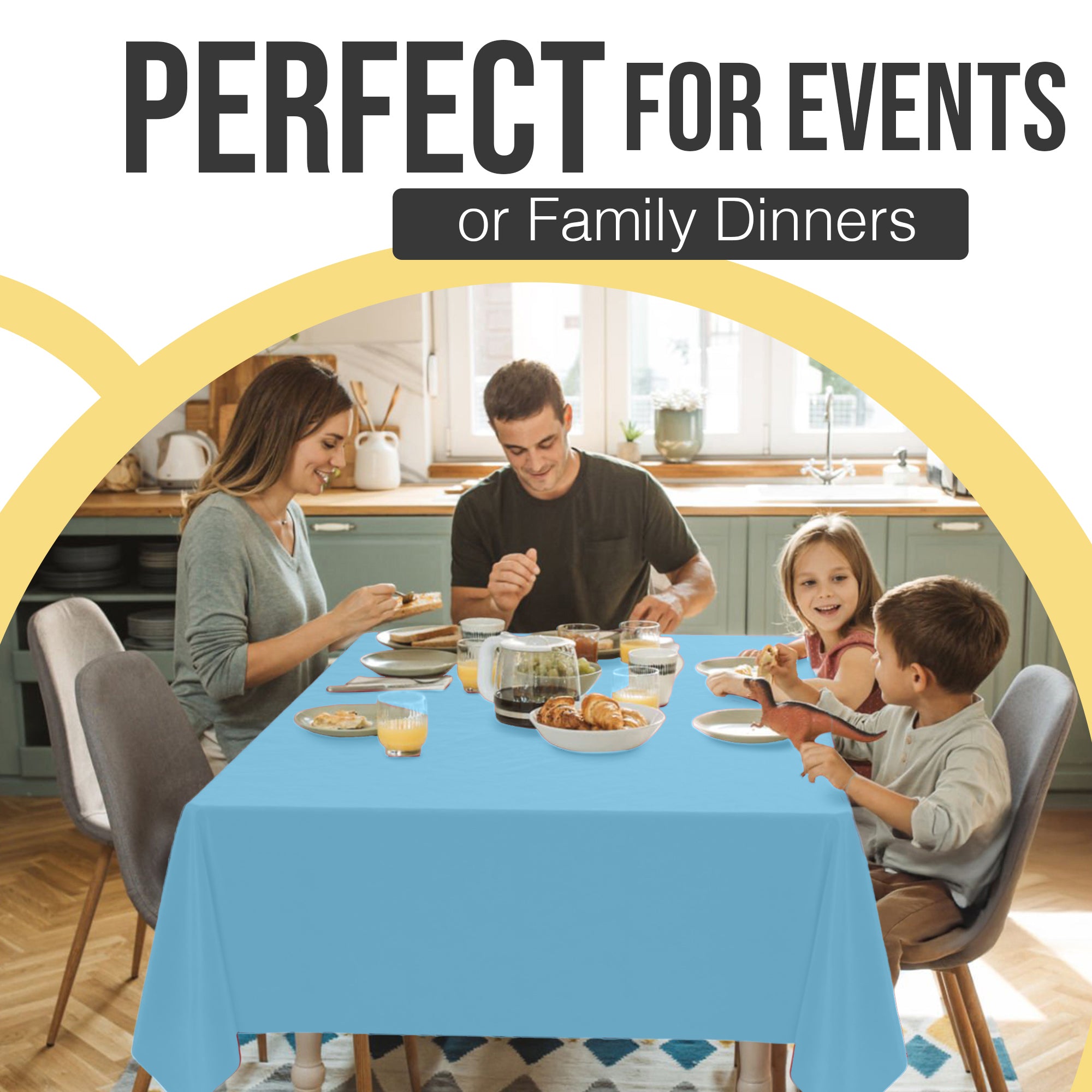 Premium Sky Blue Plastic Table Covers | 6 Pack | 54 in. x 108 in.