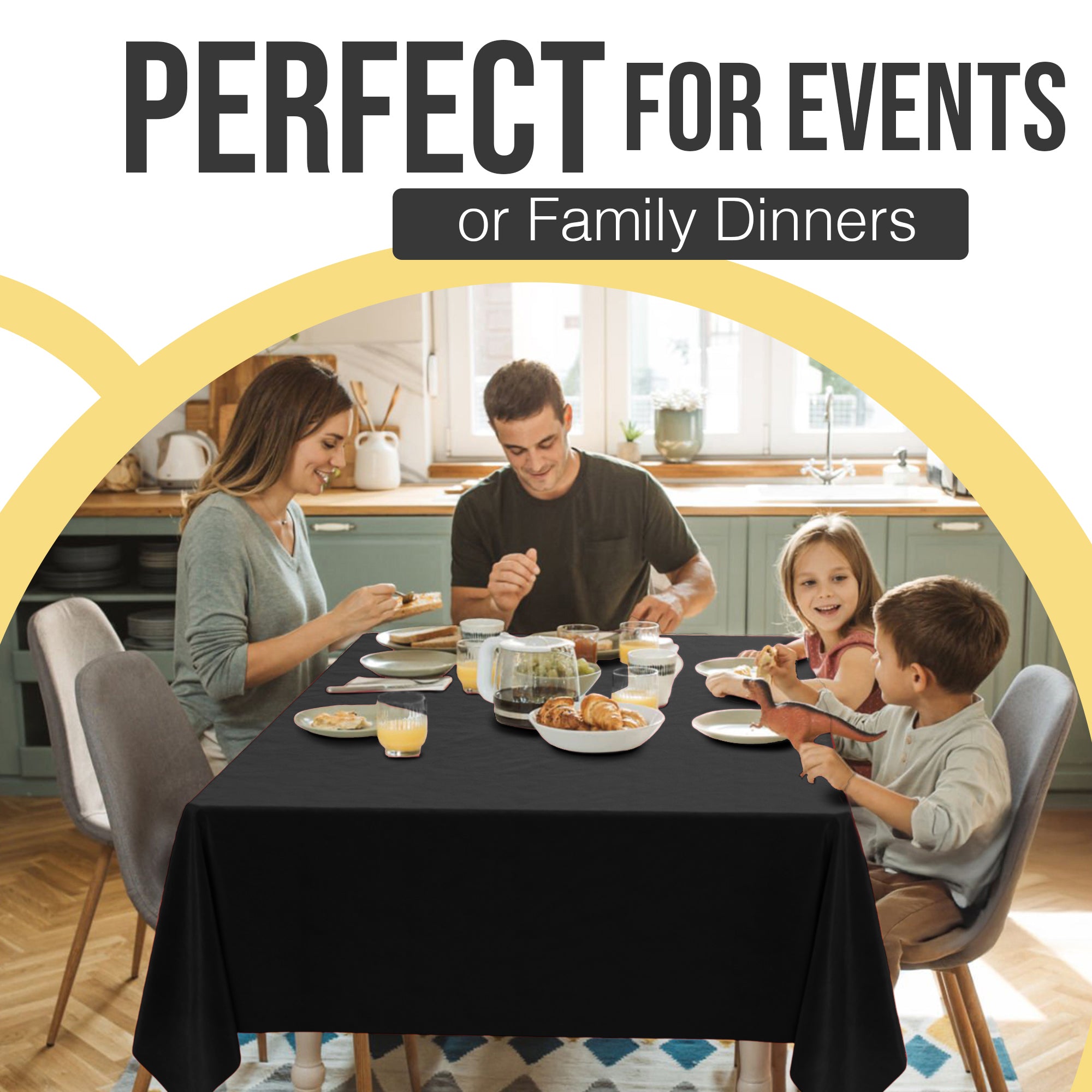 Premium Black Plastic Table Covers | 6 Pack | 54 in. x 108 in.