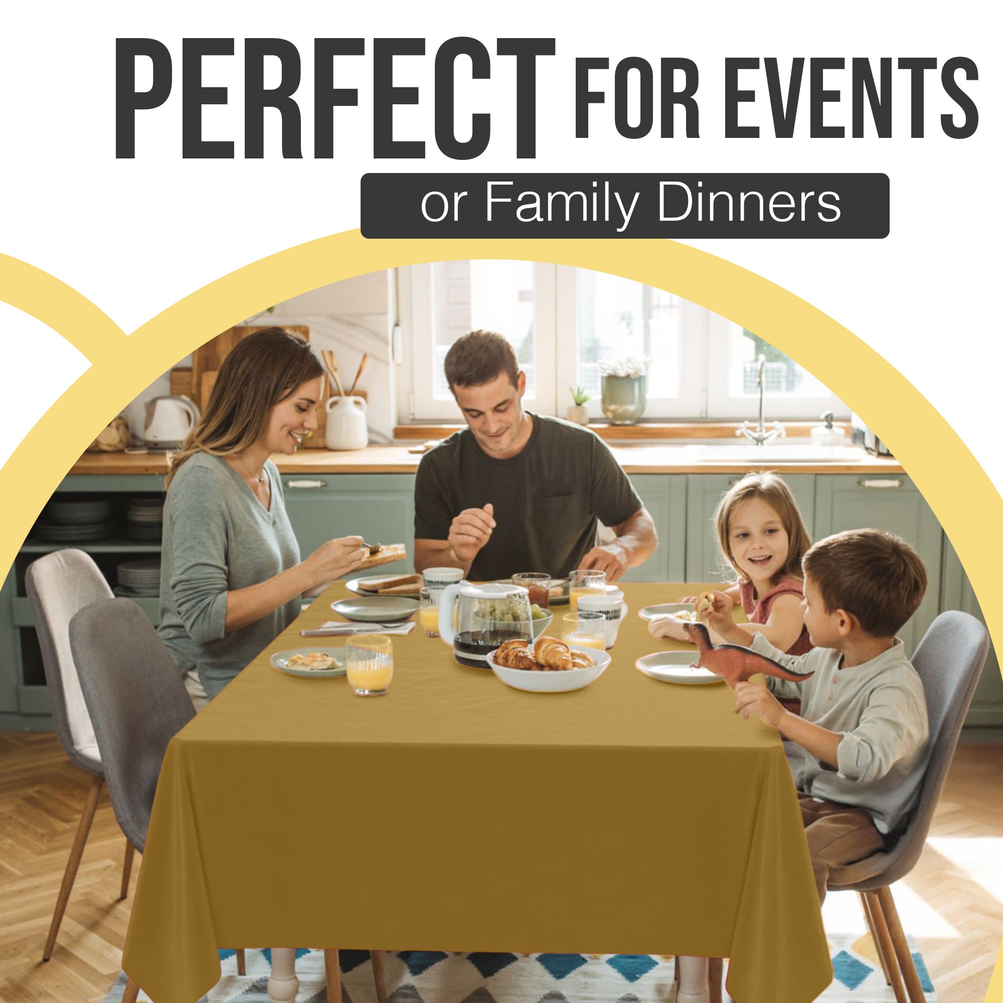 Premium Gold Plastic Table Covers | 6 Pack | 54 in. x 108 in.