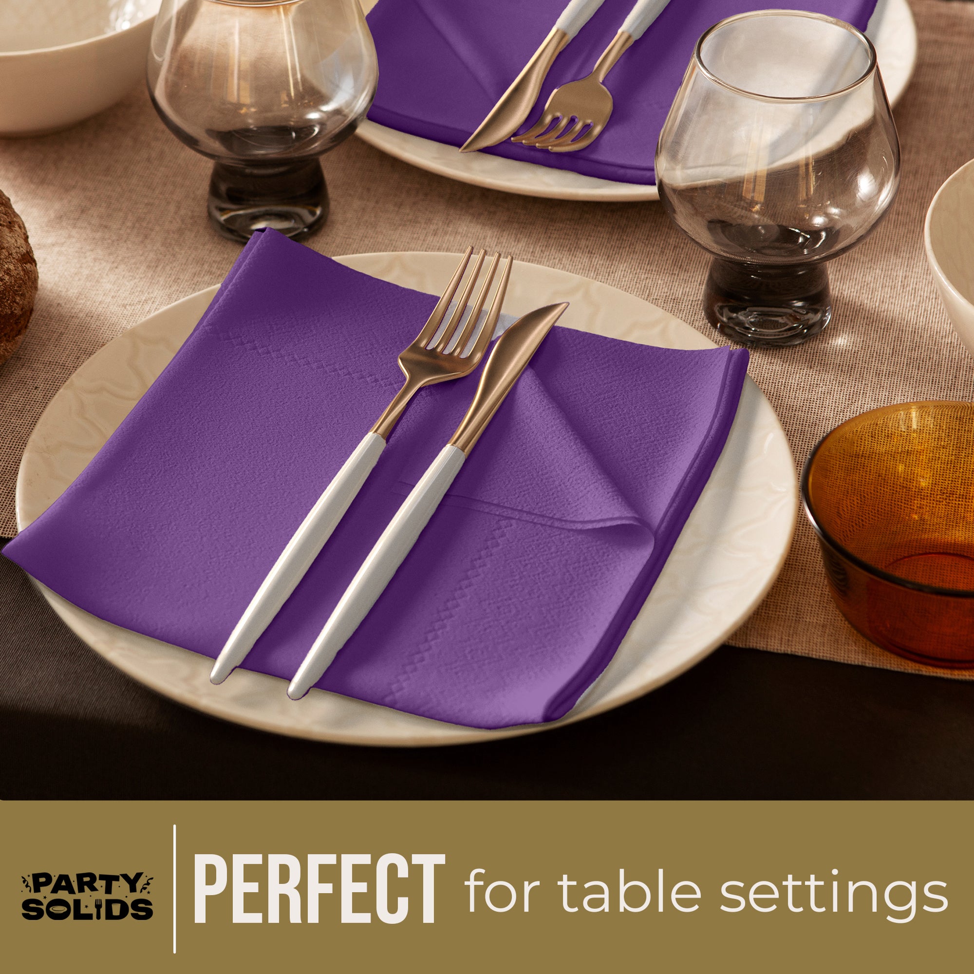 Purple Dinner Napkins | 8 in. x 8 in. | 50 Ct.