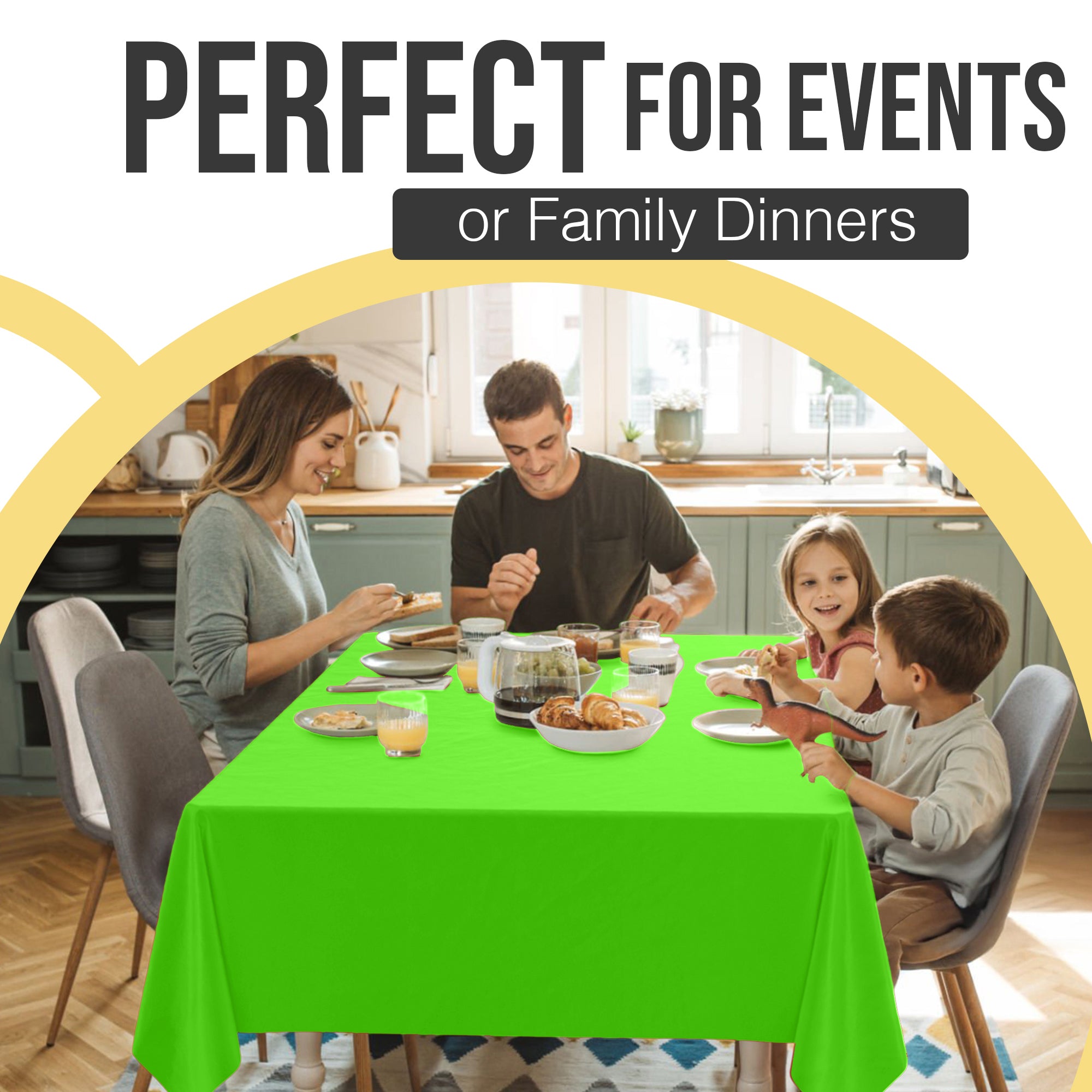 Premium Lime Green Plastic Table Covers | 6 Pack | 54 in. x 108 in.