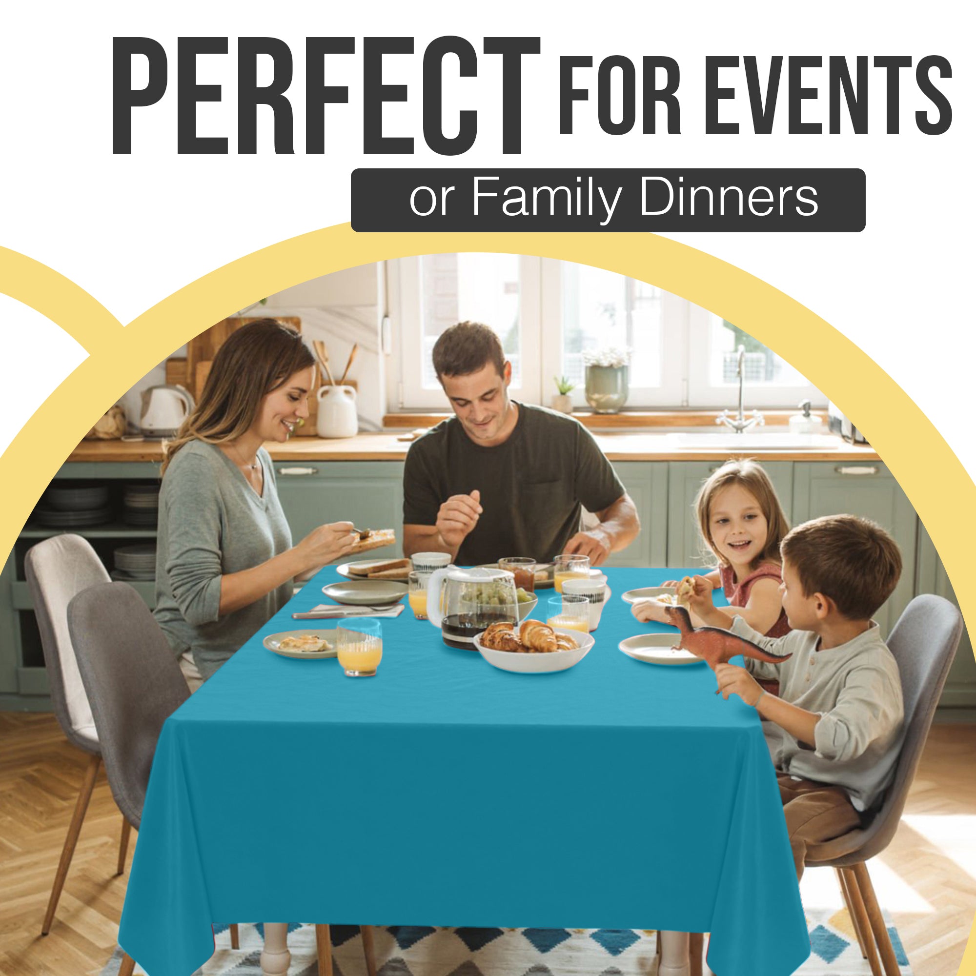 Premium Turquoise Plastic Table Covers | 6 Pack | 54 in. x 108 in.