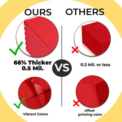 Premium Red Plastic Table Covers | 6 Pack | 54 in. x 108 in.