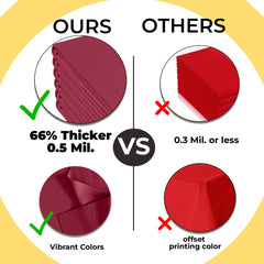 Premium Burgundy Plastic Table Covers | 6 Pack | 54 in. x 108 in.