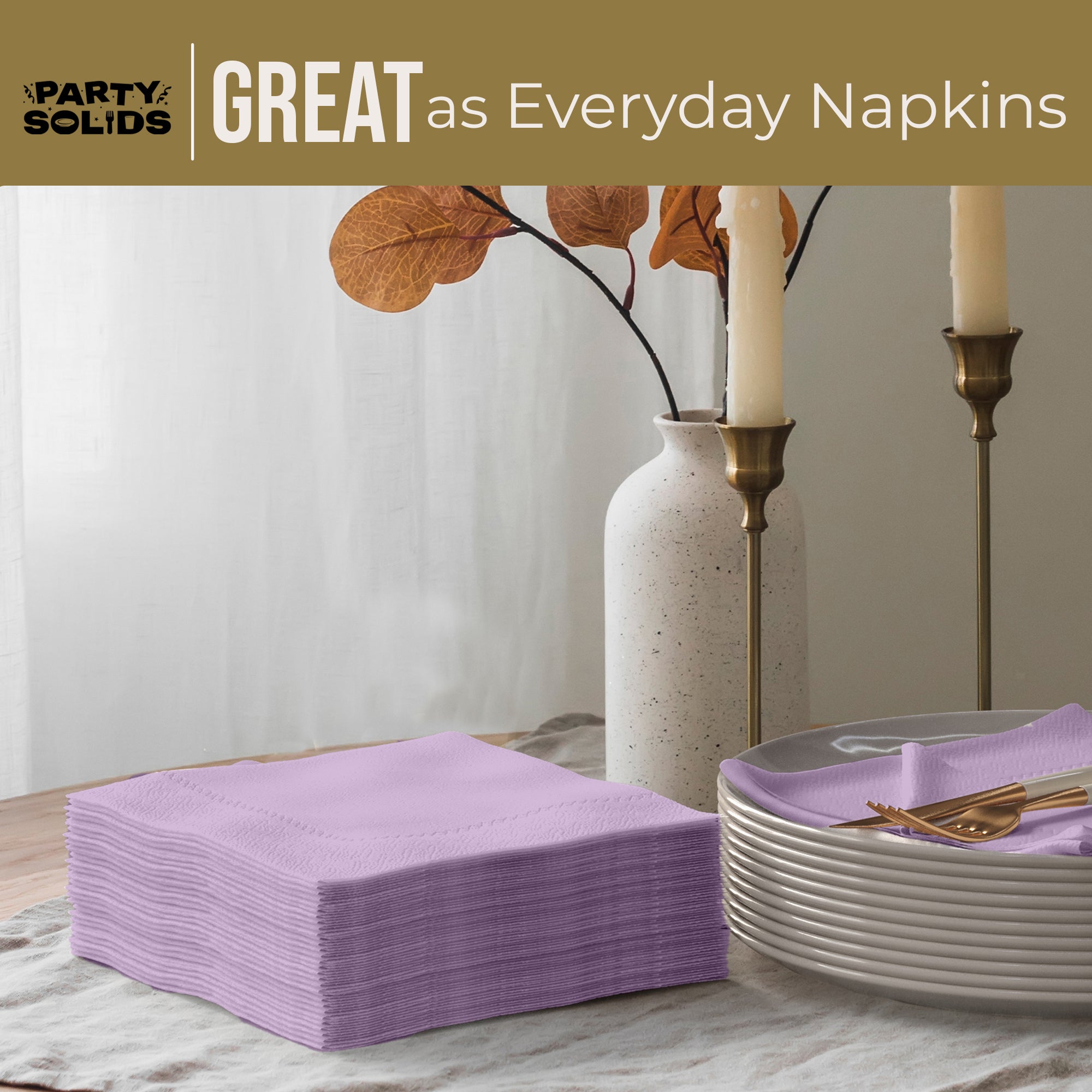 Lavender Dinner Napkins | 8 in. x 8 in. | 50 Ct.