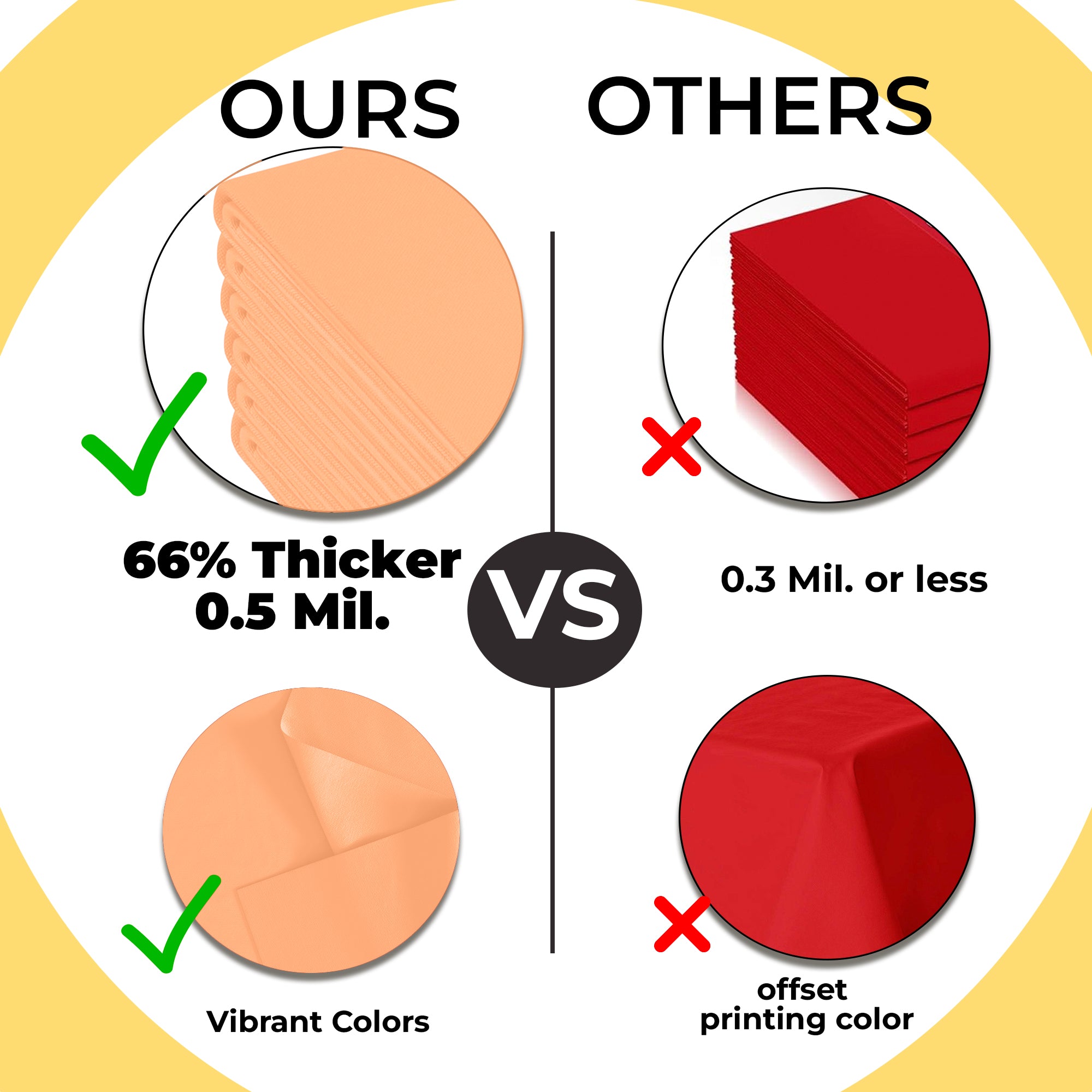 Premium Peach Plastic Table Covers | 6 Pack | 54 in. x 108 in.
