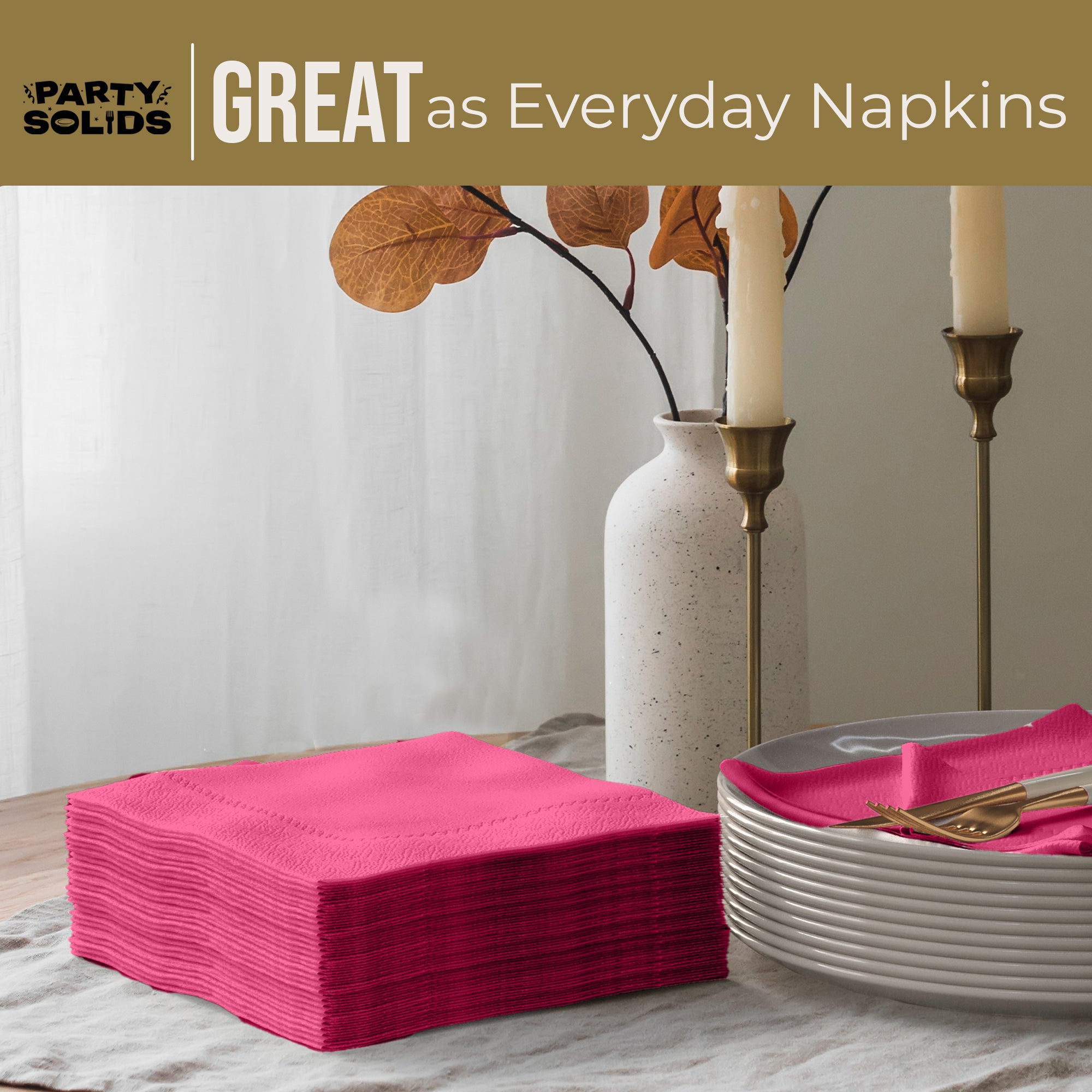 Cerise Dinner Napkins | 8 in. x 8 in. | 50 Ct.