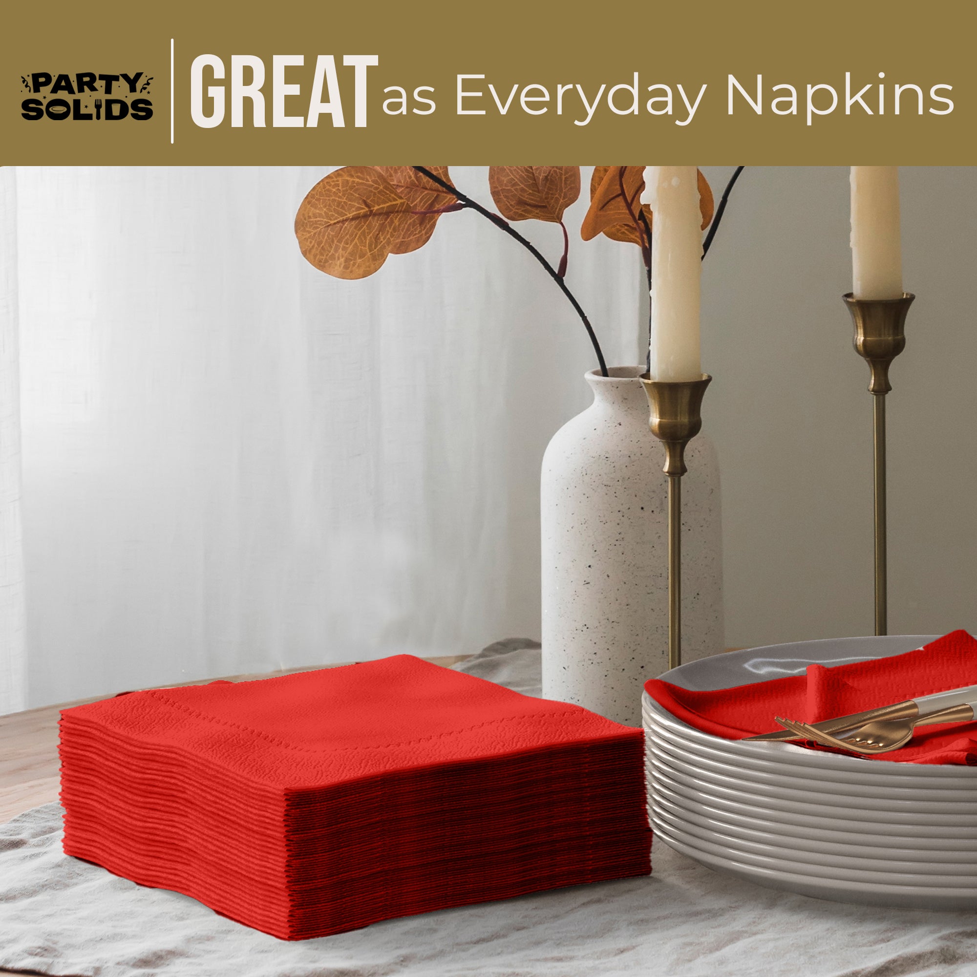 Red Dinner Napkins | 8 in. x 8 in. | 50 Ct.