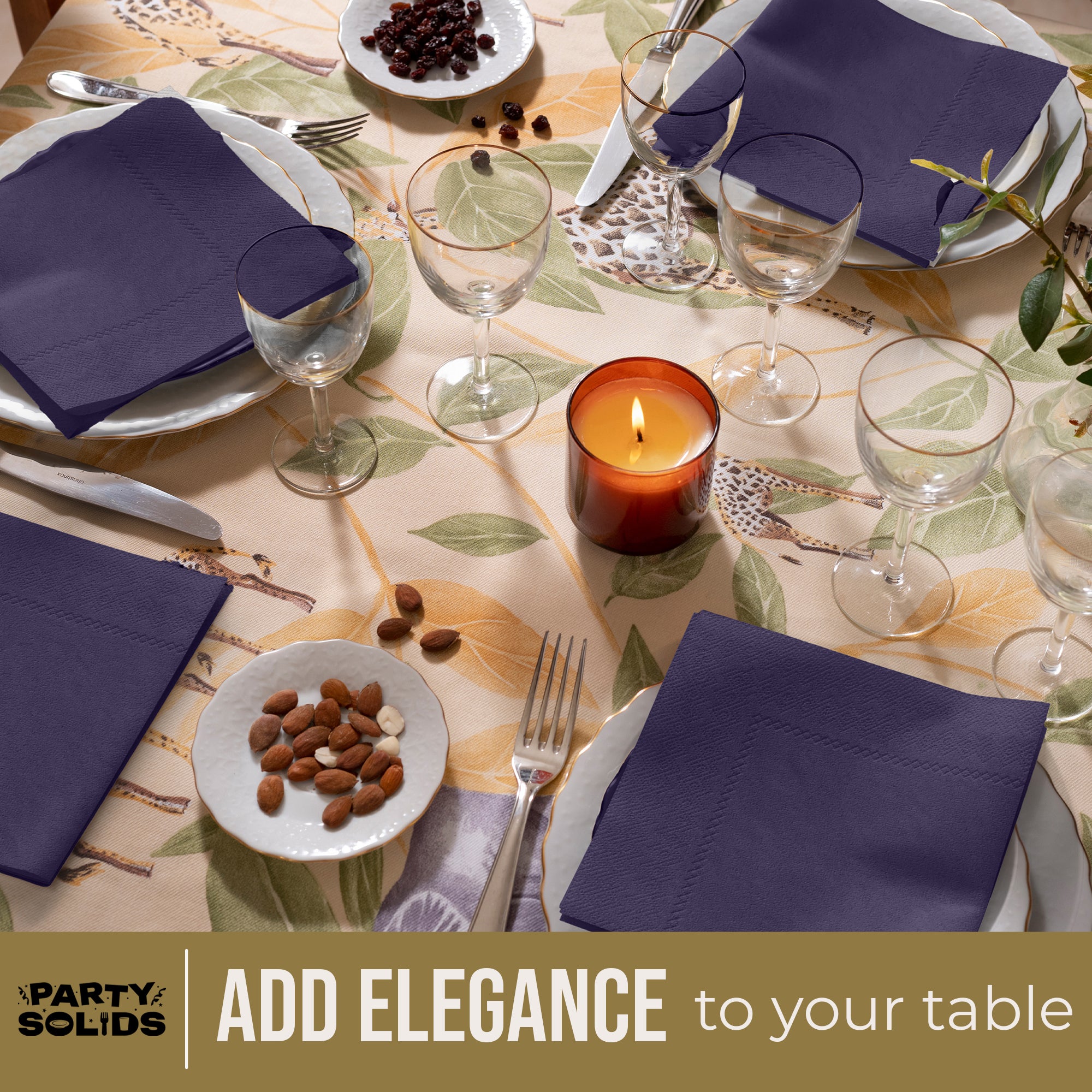 Dark Purple Dinner Napkins | 8 in. x 8 in. | 50 Ct.