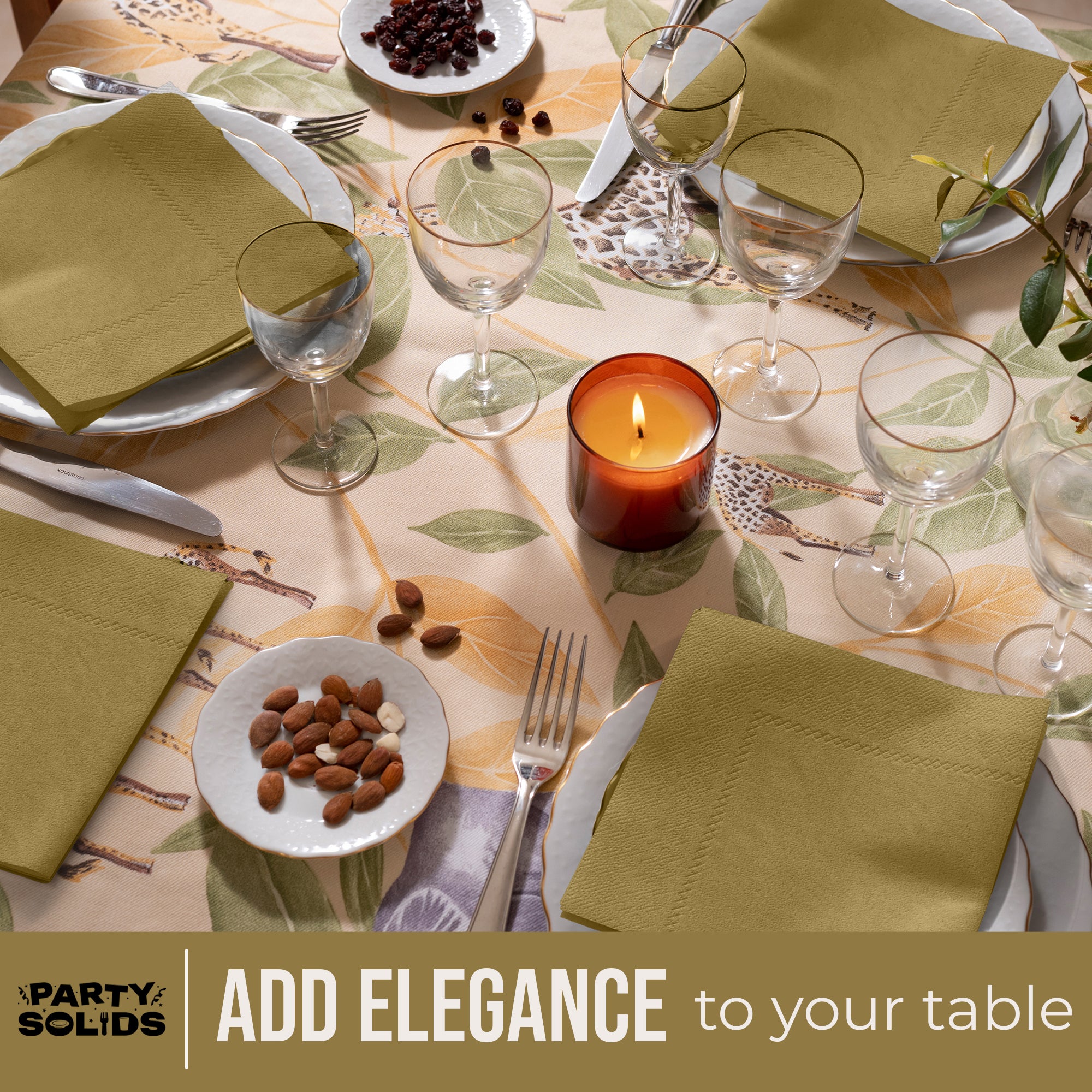 Gold Dinner Napkins | 8 in. x 8 in. | 50 Ct.