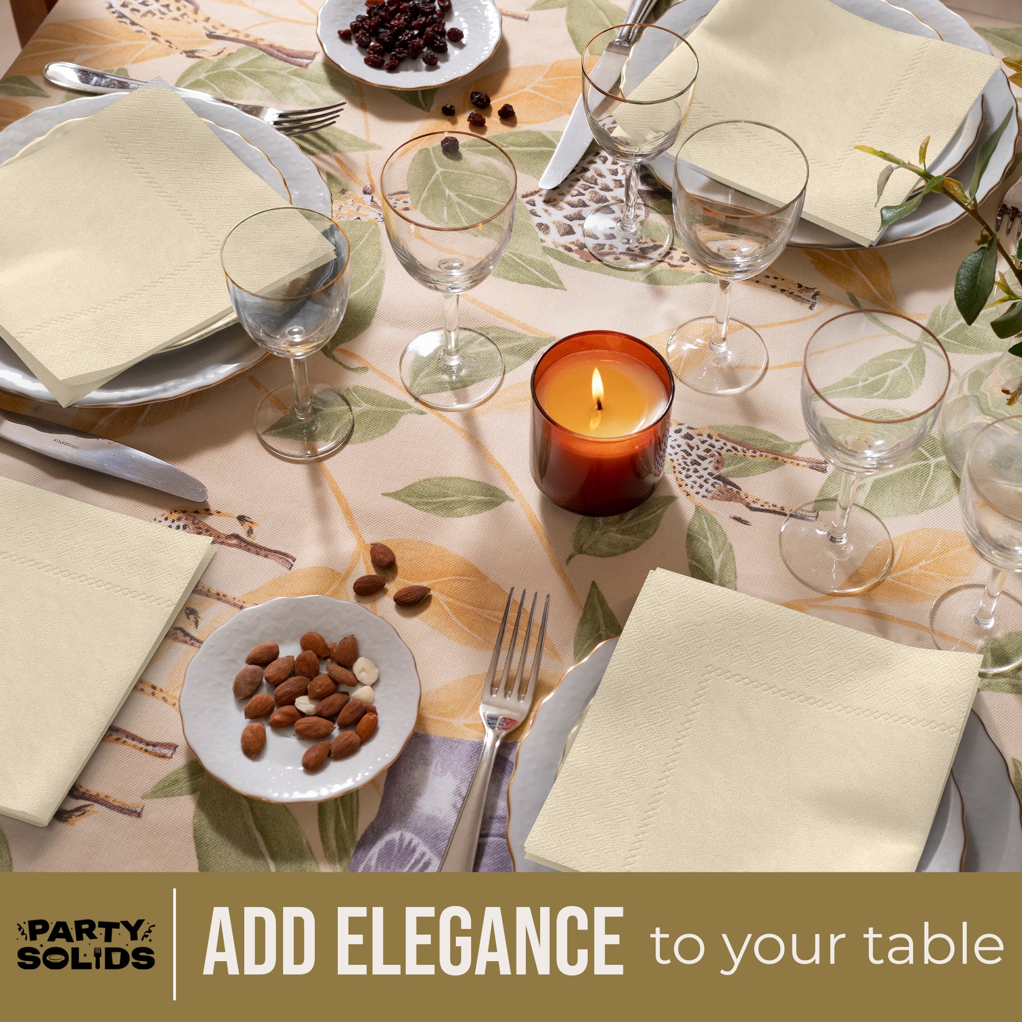 Ivory Dinner Napkins | 8 in. x 8 in. | 50 Ct.