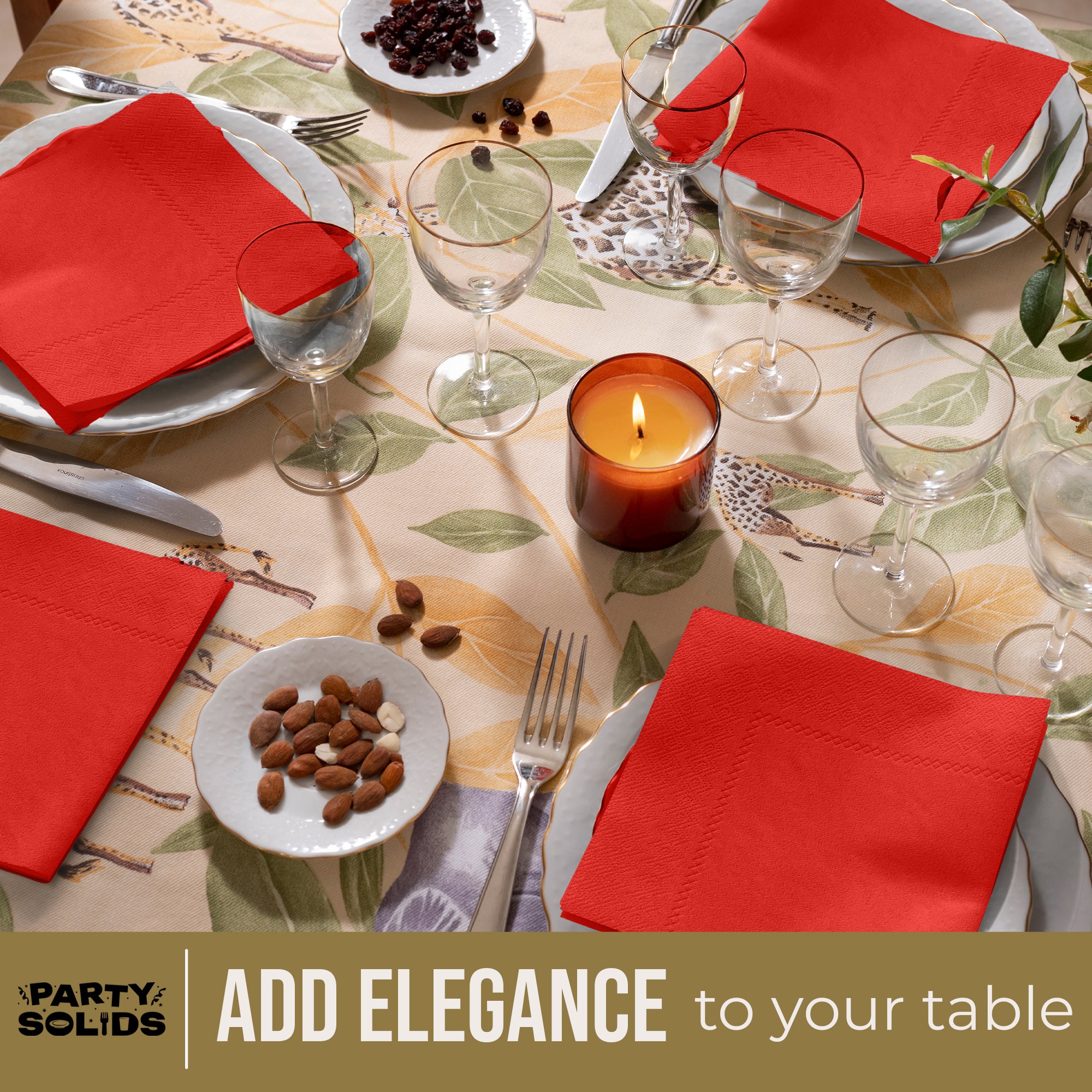 Red Dinner Napkins | 8 in. x 8 in. | 50 Ct.