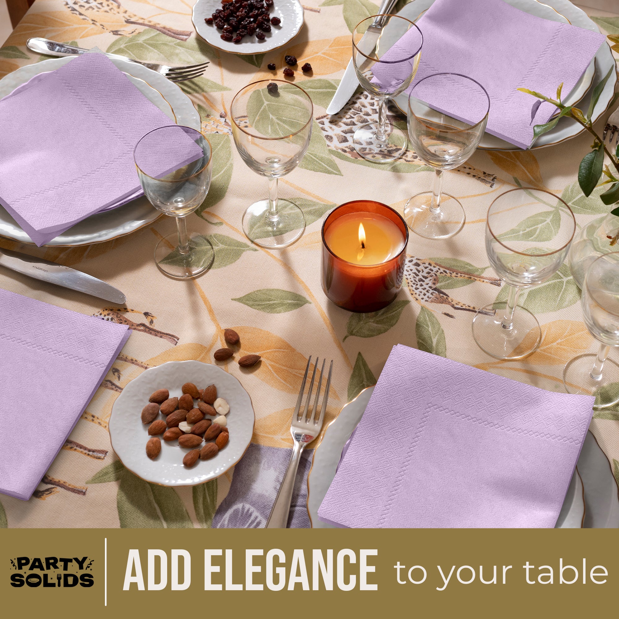 Lavender Dinner Napkins | 8 in. x 8 in. | 50 Ct.