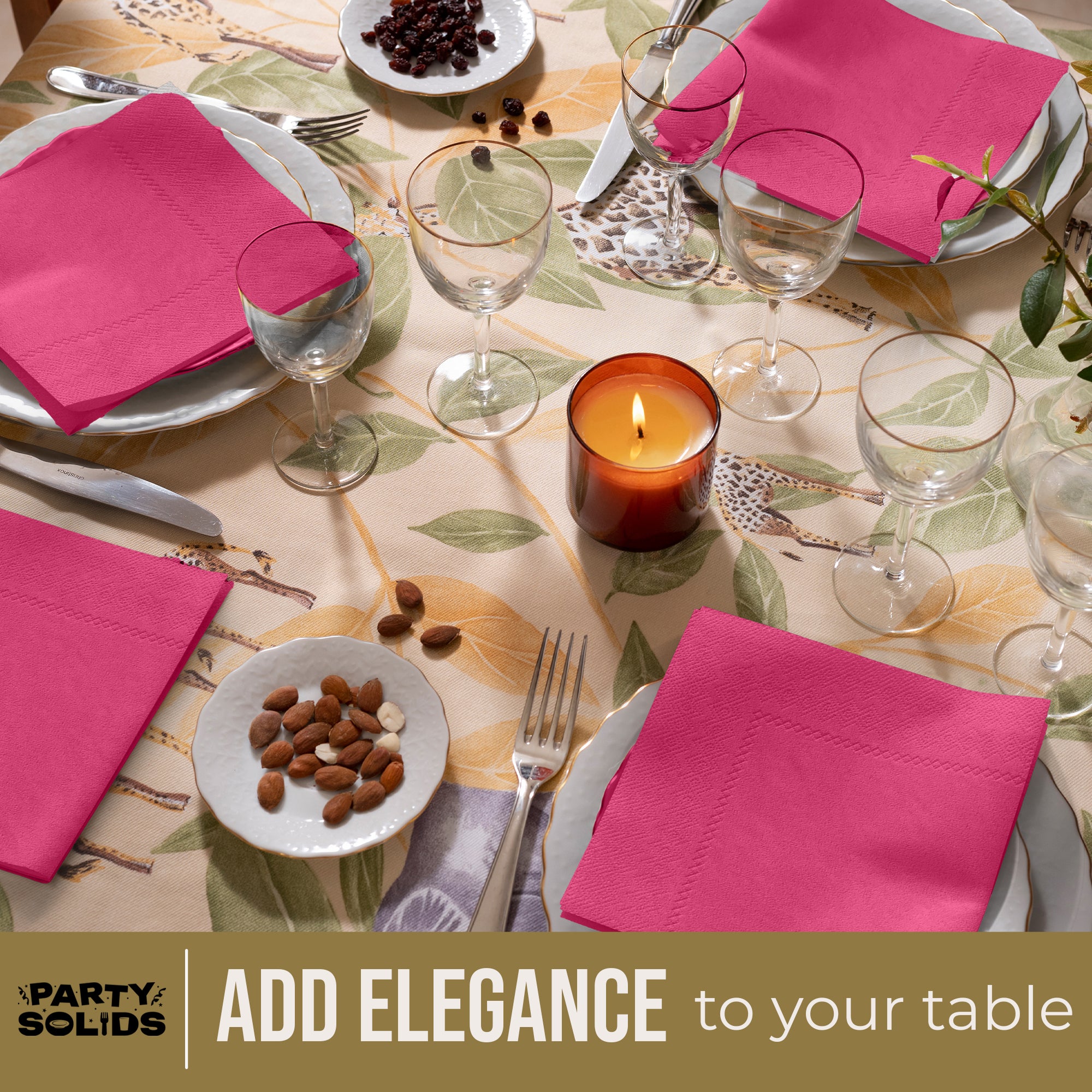 Cerise Dinner Napkins | 8 in. x 8 in. | 50 Ct.