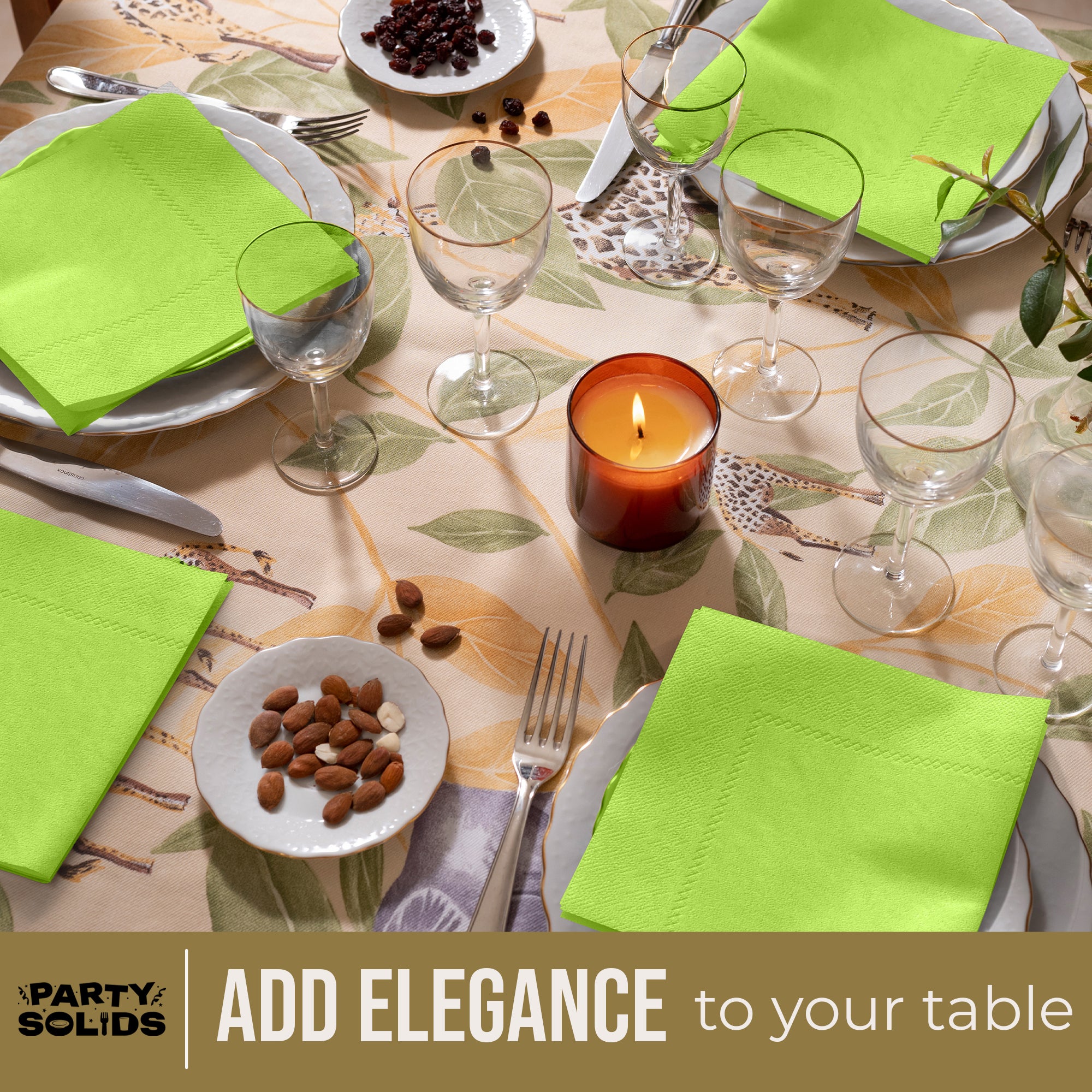 Lime Green Dinner Napkins | 8 in. x 8 in. | 50 Ct.