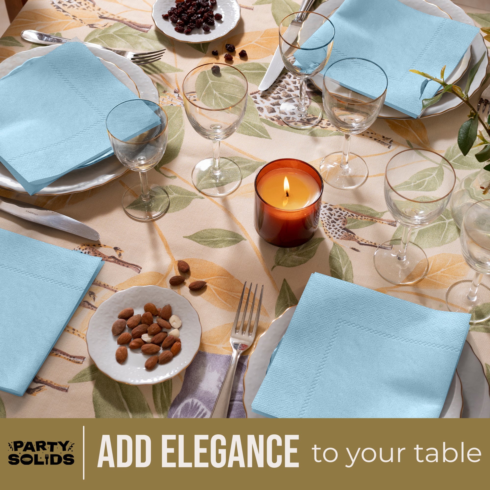 Light Blue Dinner Napkins | 8 in. x 8 in. | 50 Ct.