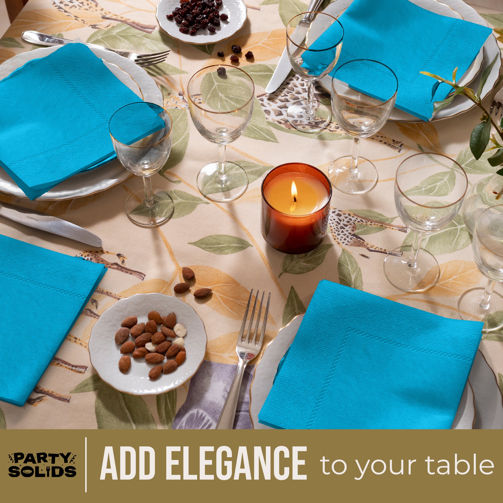 Turquoise Dinner Napkins | 8 in. x 8 in. | 50 Ct.