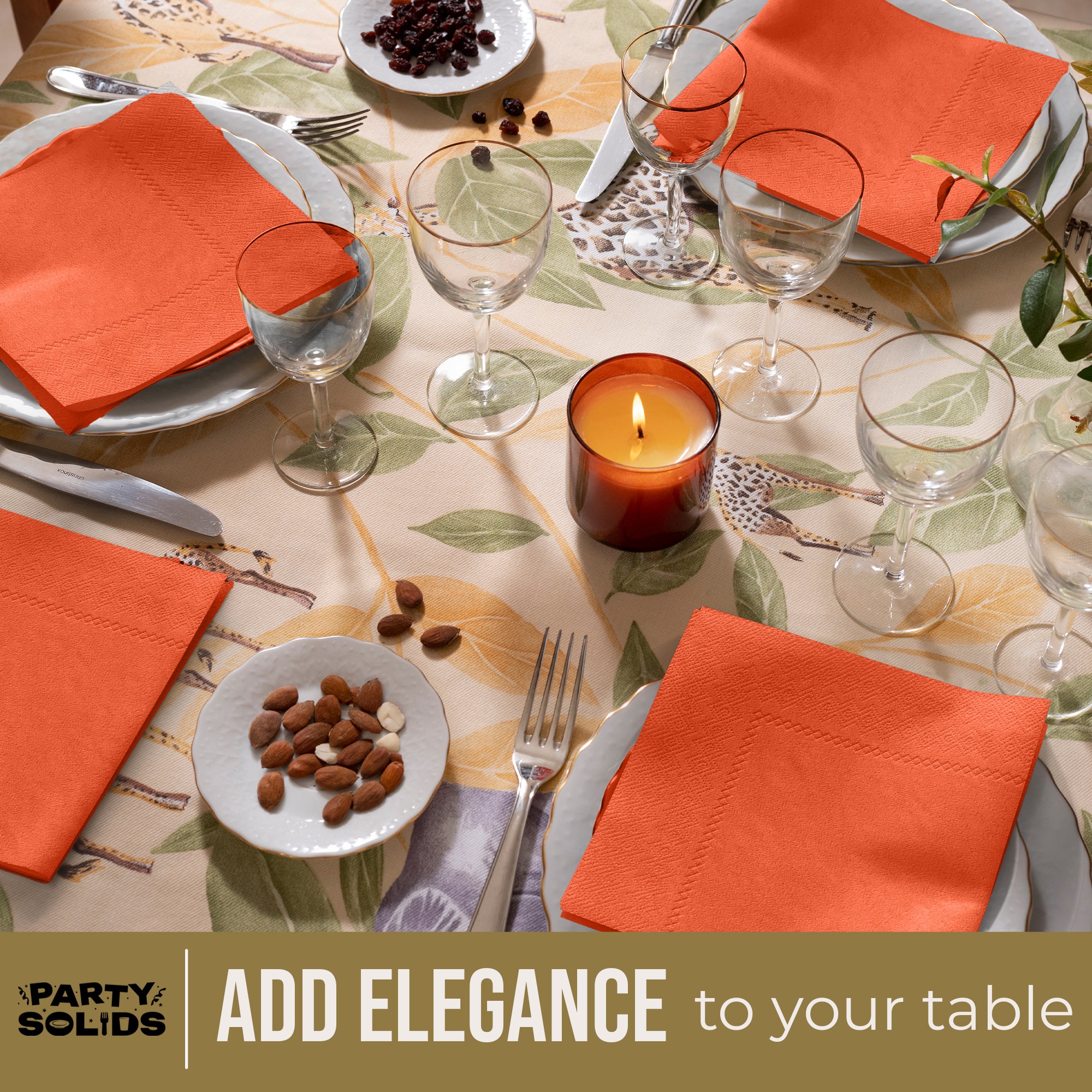 Orange Dinner Napkins | 8 in. x 8 in. | 50 Ct.