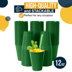 12 Oz. Emerald Green Plastic Cups | 100 Count