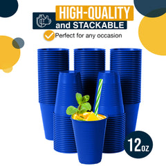 12 Oz. Dark Blue Plastic Cups | 50 Count