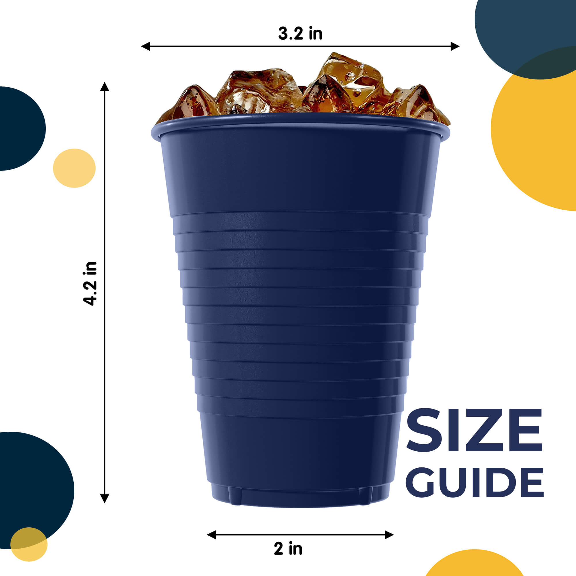 12 Oz. Navy Plastic Cups | 50 Count