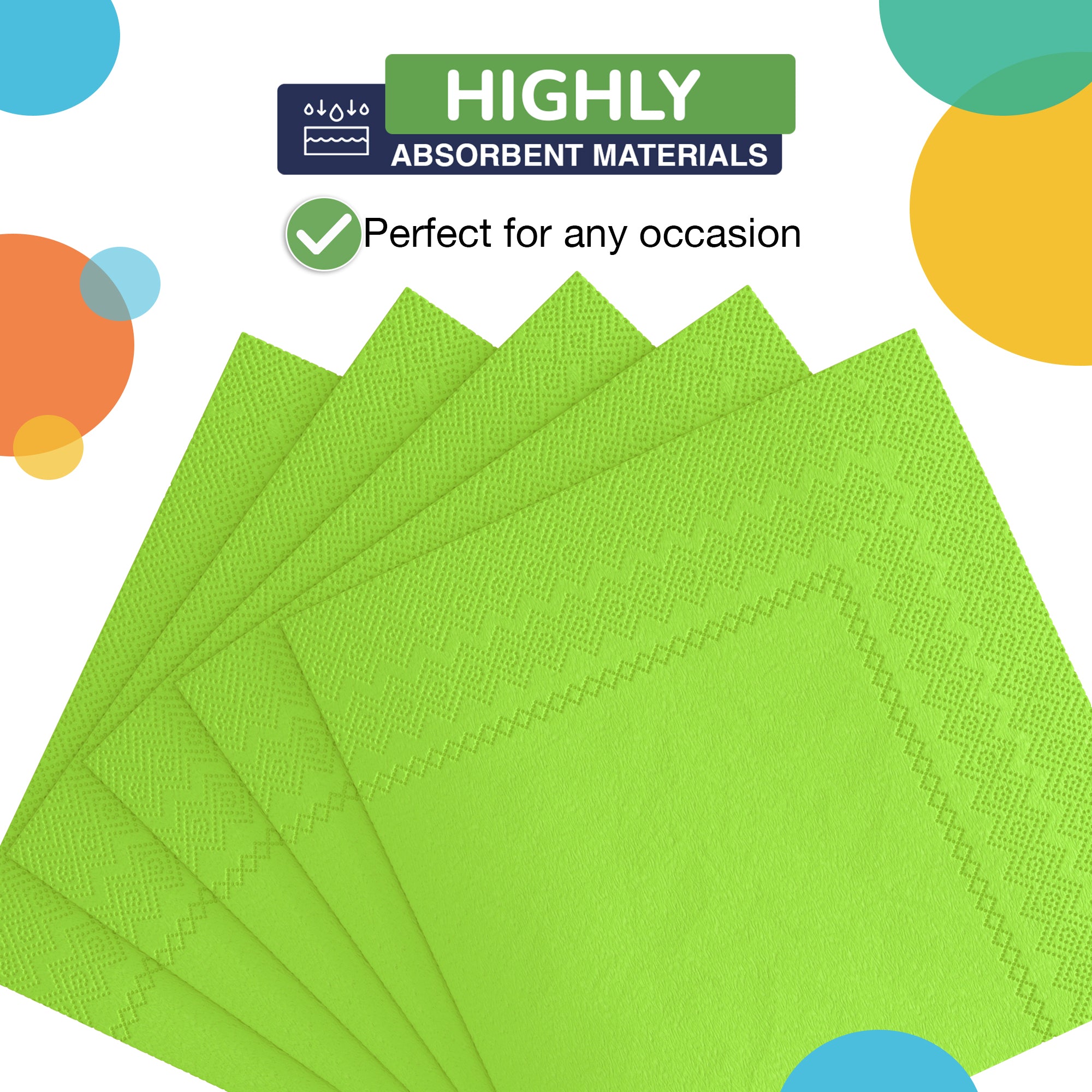 Lime Green Luncheon Napkins | 6.75 in. X 6.75 in. | 50 Count