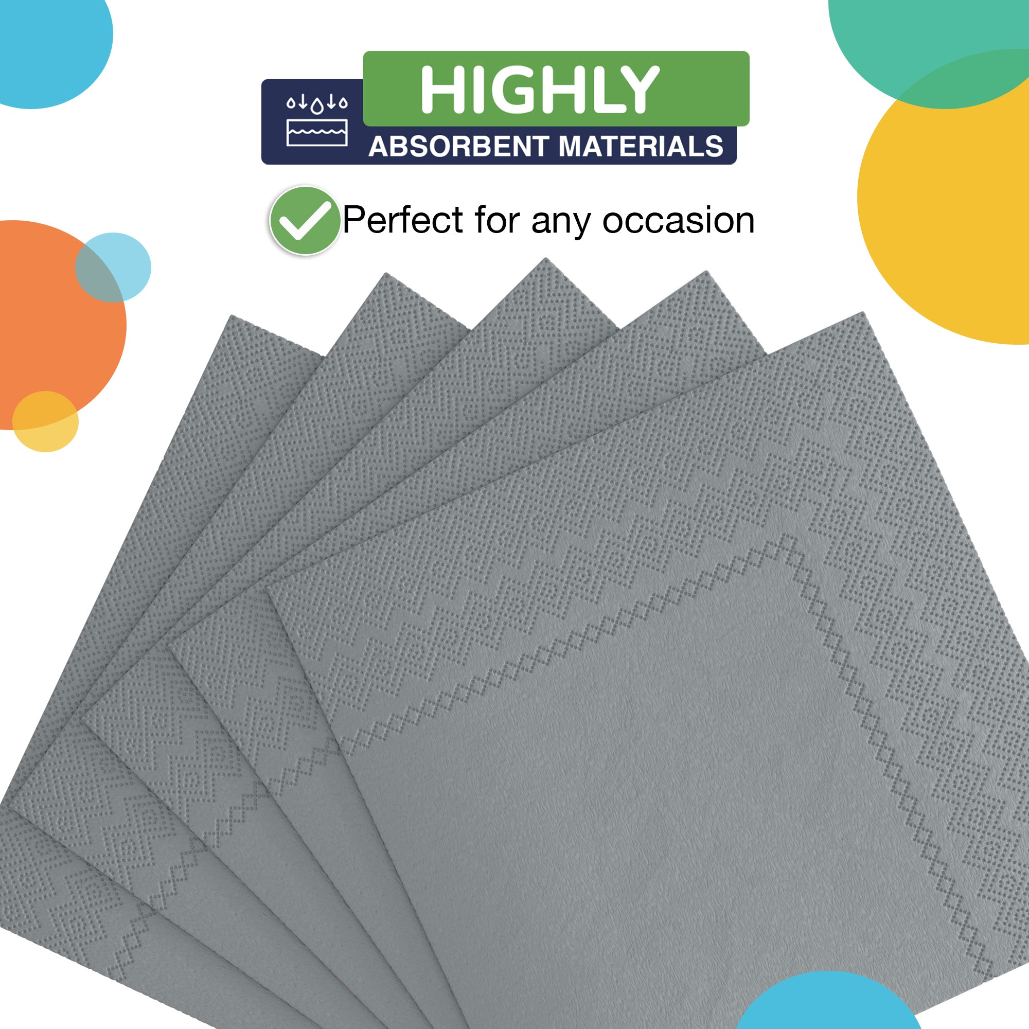 Silver Beverage Napkins | 4.75 in. x 4.75 in. | 50 Count
