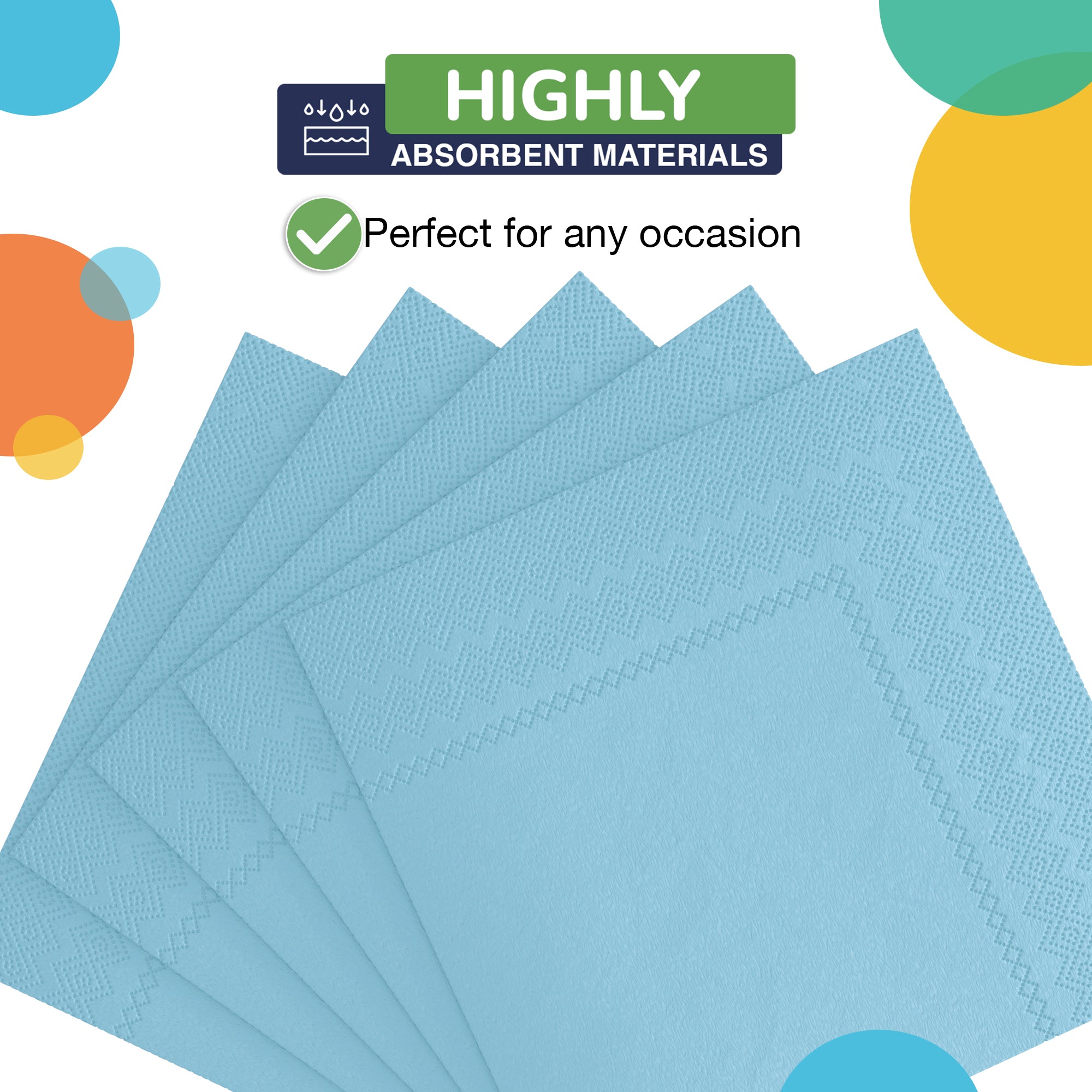 Light Blue Beverage Napkins | 4.75 in. x 4.75 in. | Case of 3600