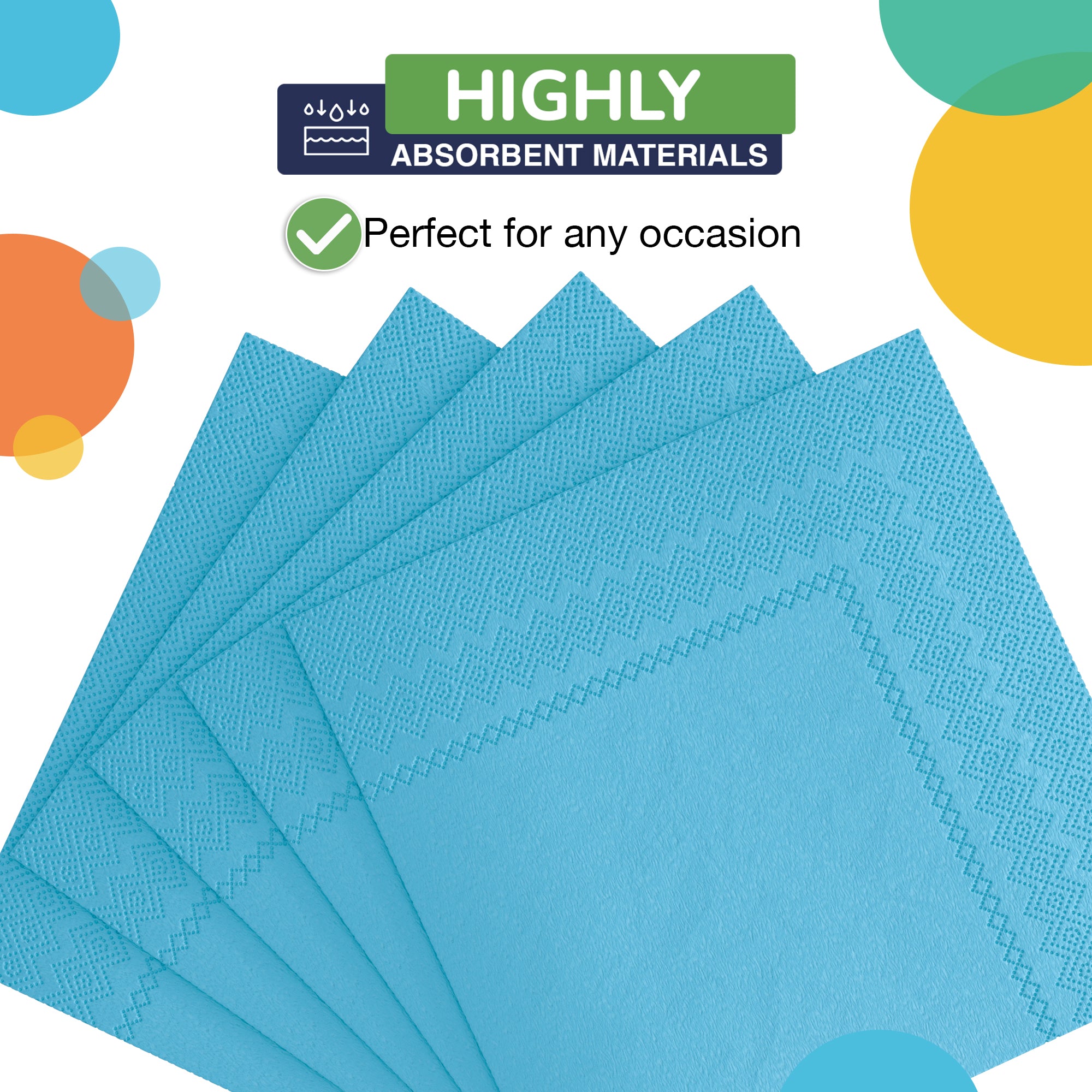 Turquoise Beverage Napkins | 4.75 in. x 4.75 in. | 50 Count