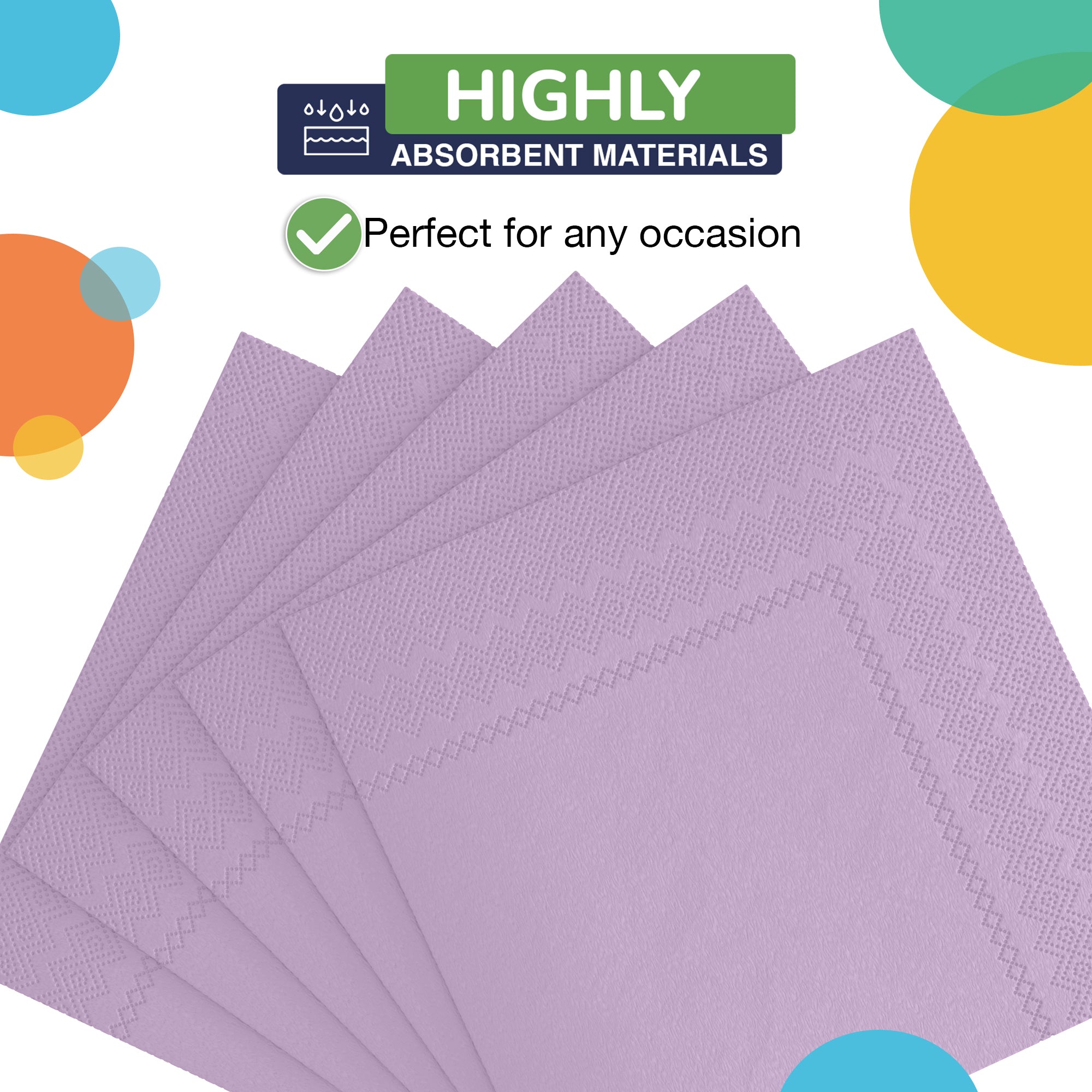 Lavender Beverage Napkins | 4.75 in. x 4.75 in. | Case of 3600