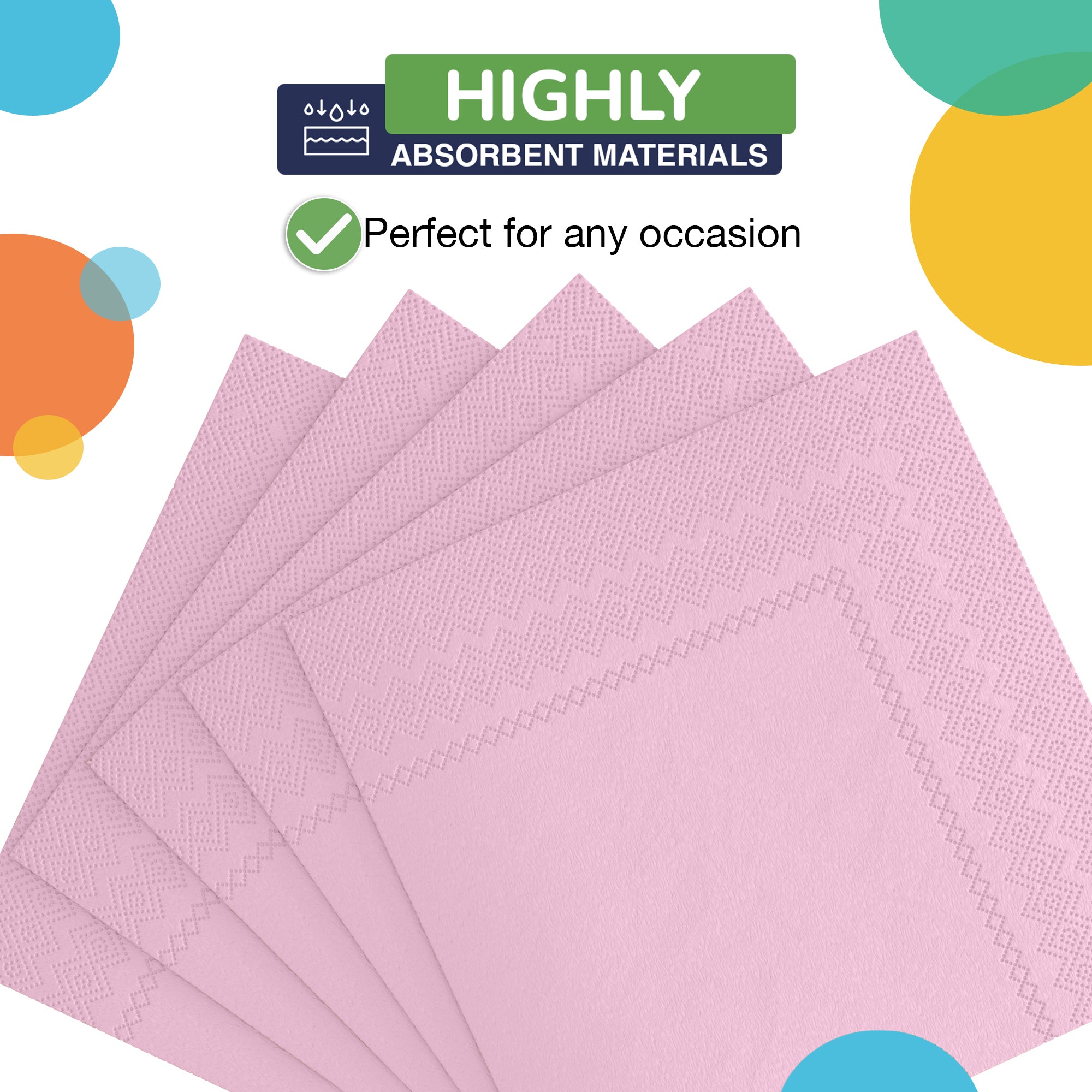 Pink Beverage Napkins | 4.75 in. x 4.75 in. | 100 Count
