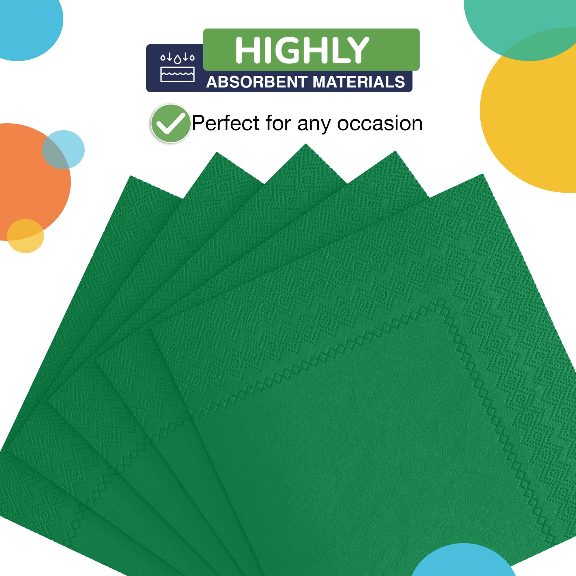Emerald Green Beverage Napkins | 4.75 in. X 4.75 in. | 50 Count