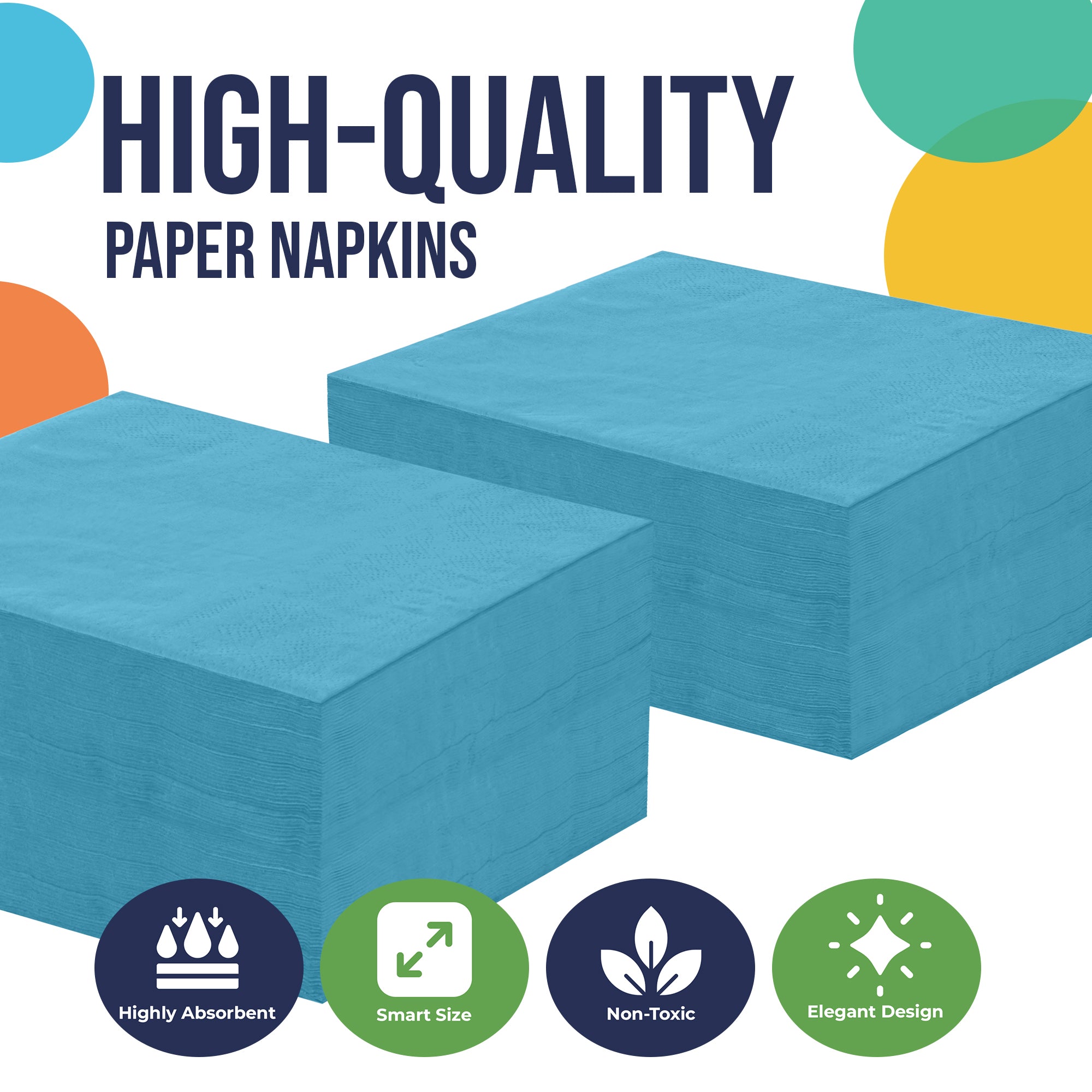 Turquoise Beverage Napkins | 4.75 in. x 4.75 in. | 50 Count