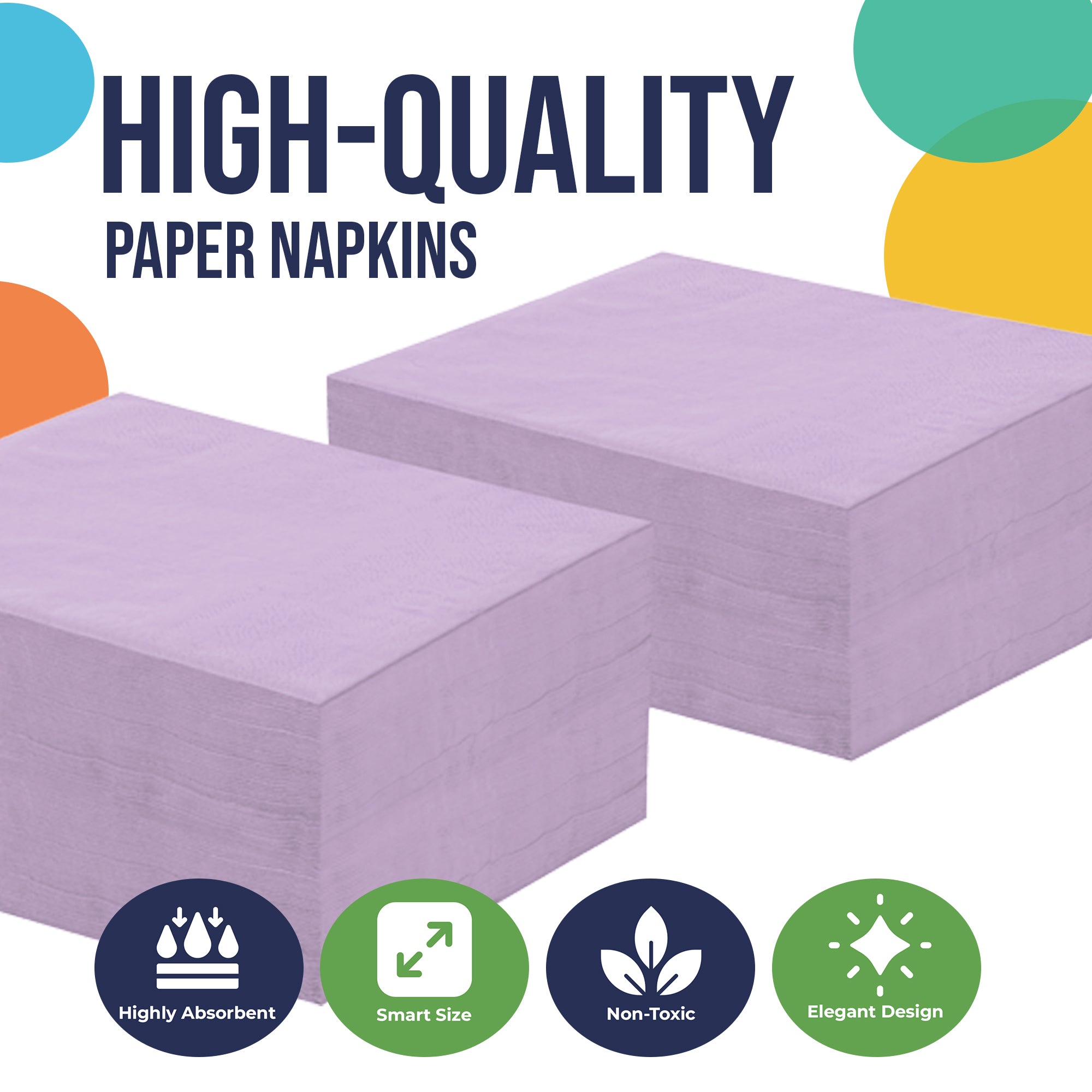 Lavender Beverage Napkins | 4.75 in. x 4.75 in. | 50 Count