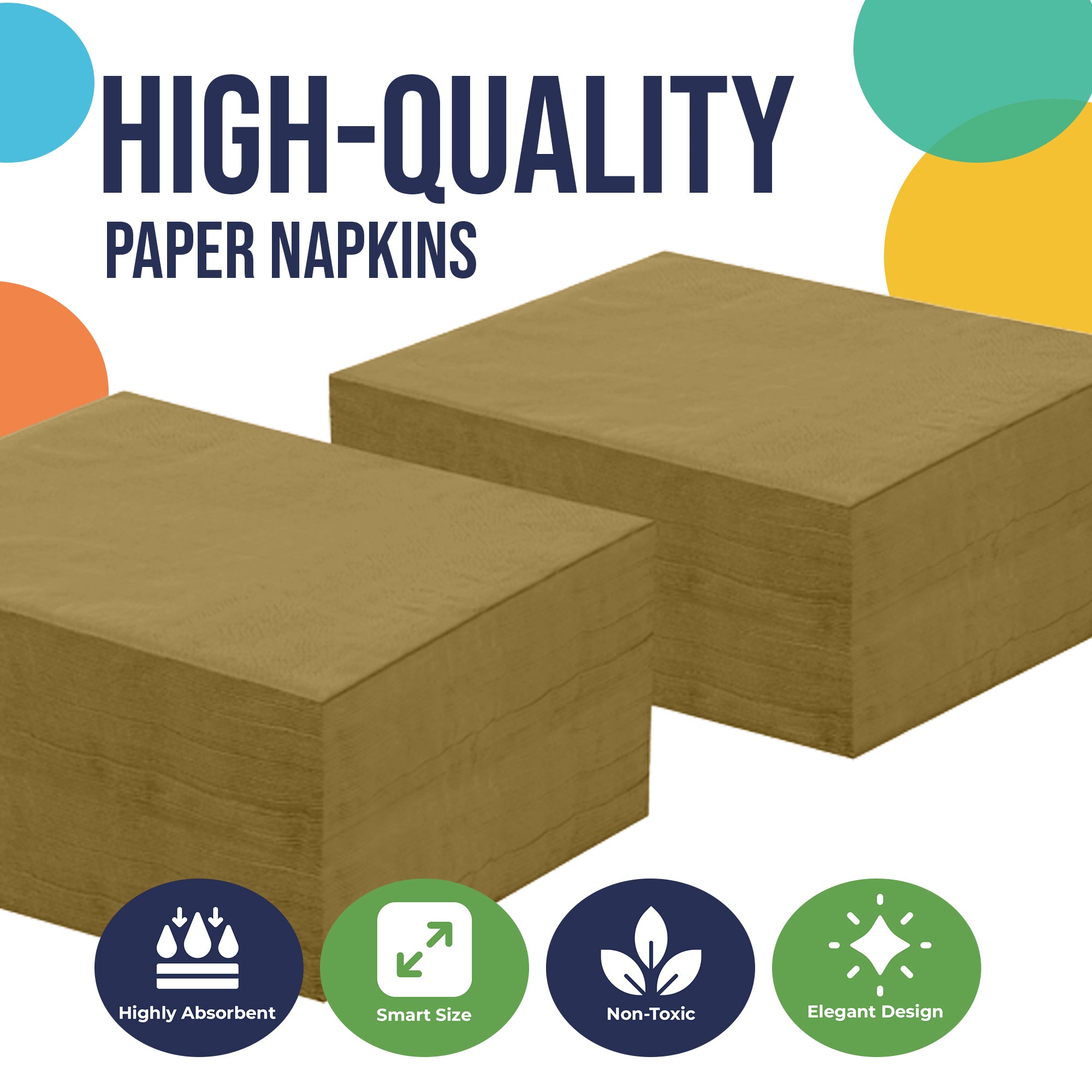 Gold Beverage Napkins | 100 Count