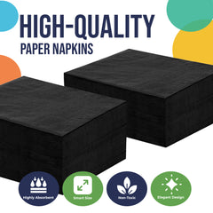 Black Luncheon Napkins | 6.75 in. X 6.75 in. | 50 Count