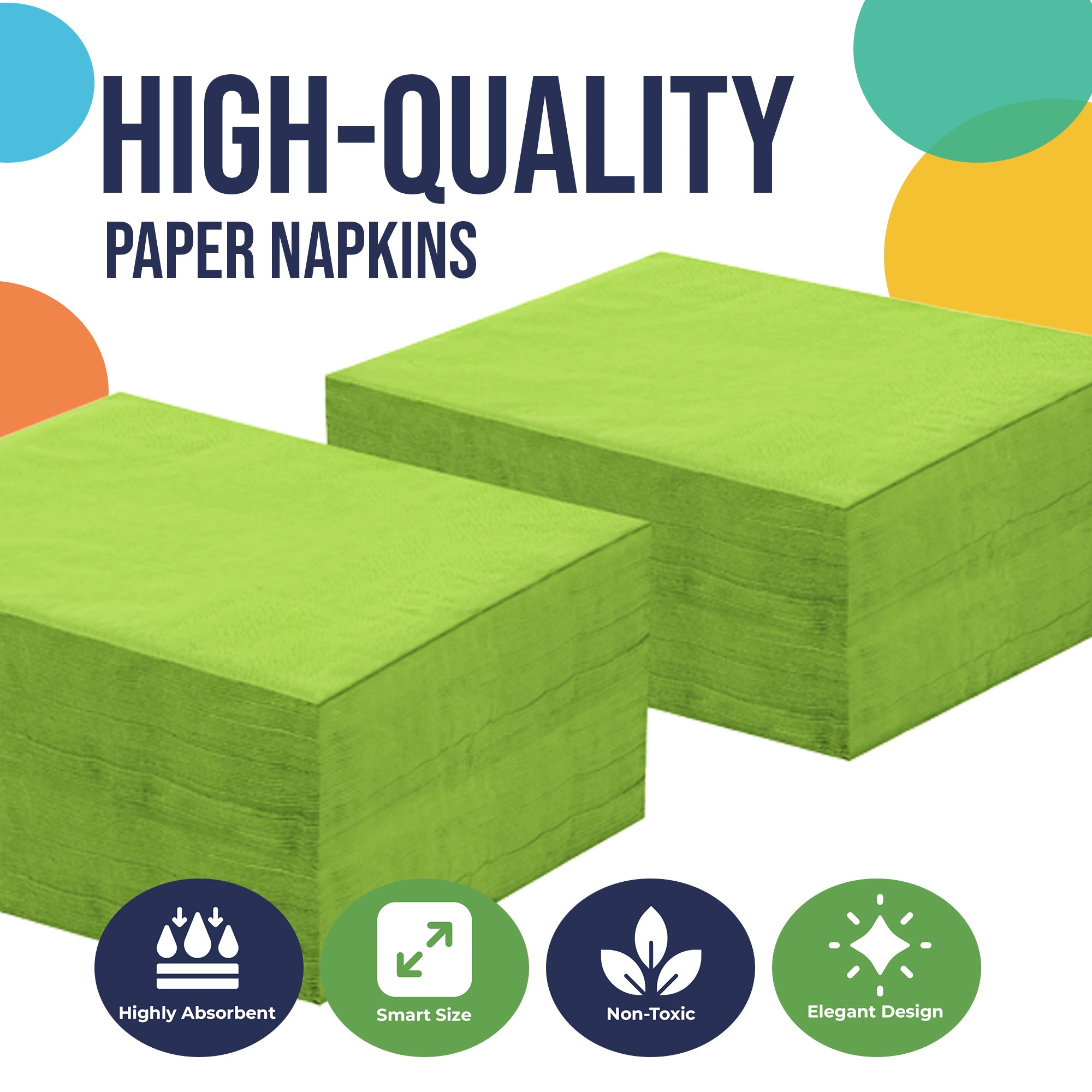 Lime Green Beverage Napkins | 4.75 in. x 4.75 in. | 50 Count