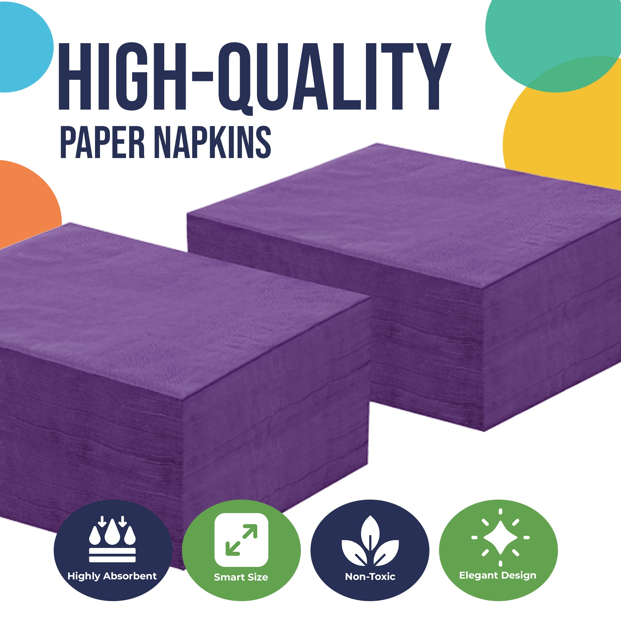 Purple Luncheon Napkins | 6.75 in. X 6.75 in. | 50 Count