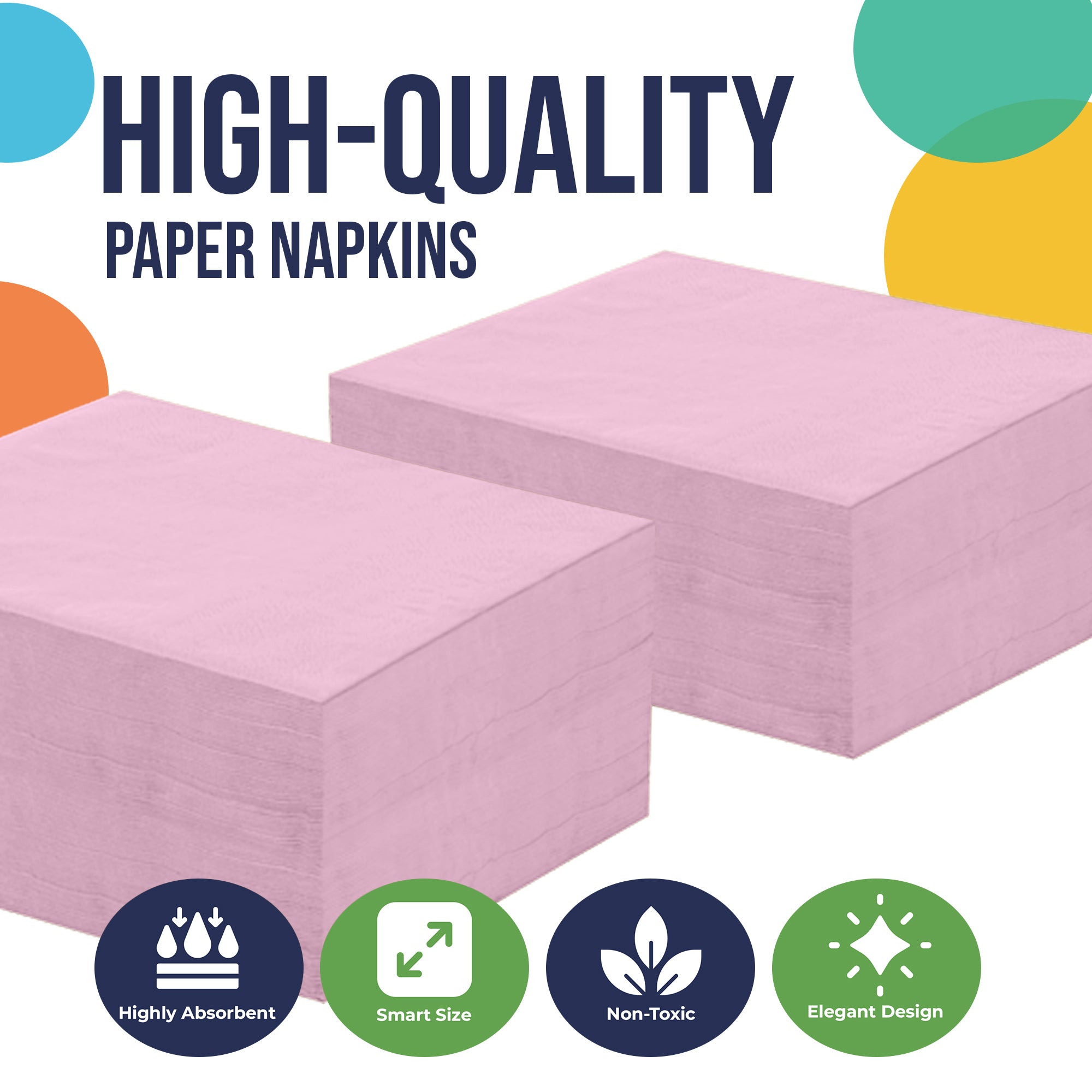 Pink Beverage Napkins | 4.75 in. x 4.75 in. | 50 Count